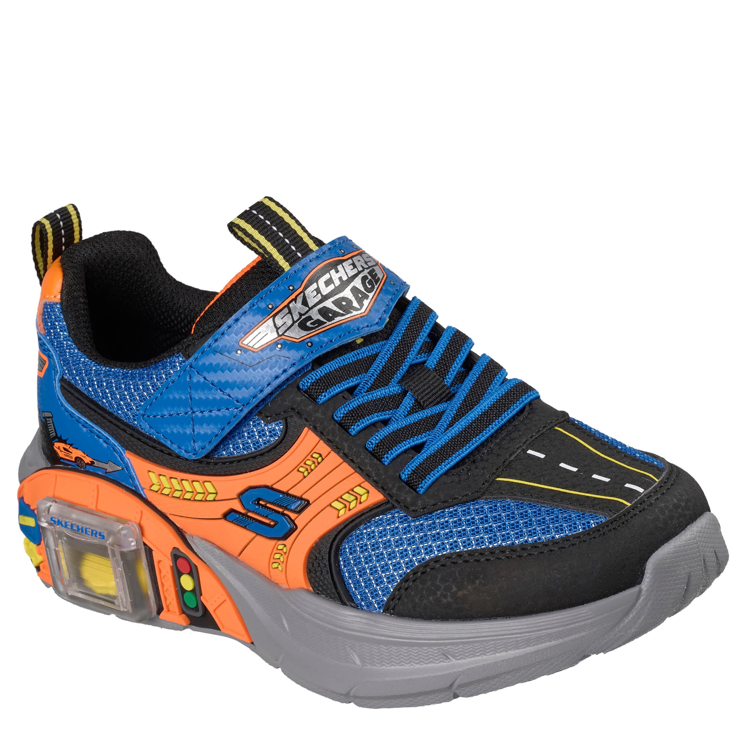 SKECHERS-BOYS LITTLE-BIG KID GARAGE SNEAKER-BLUE & ORANGE