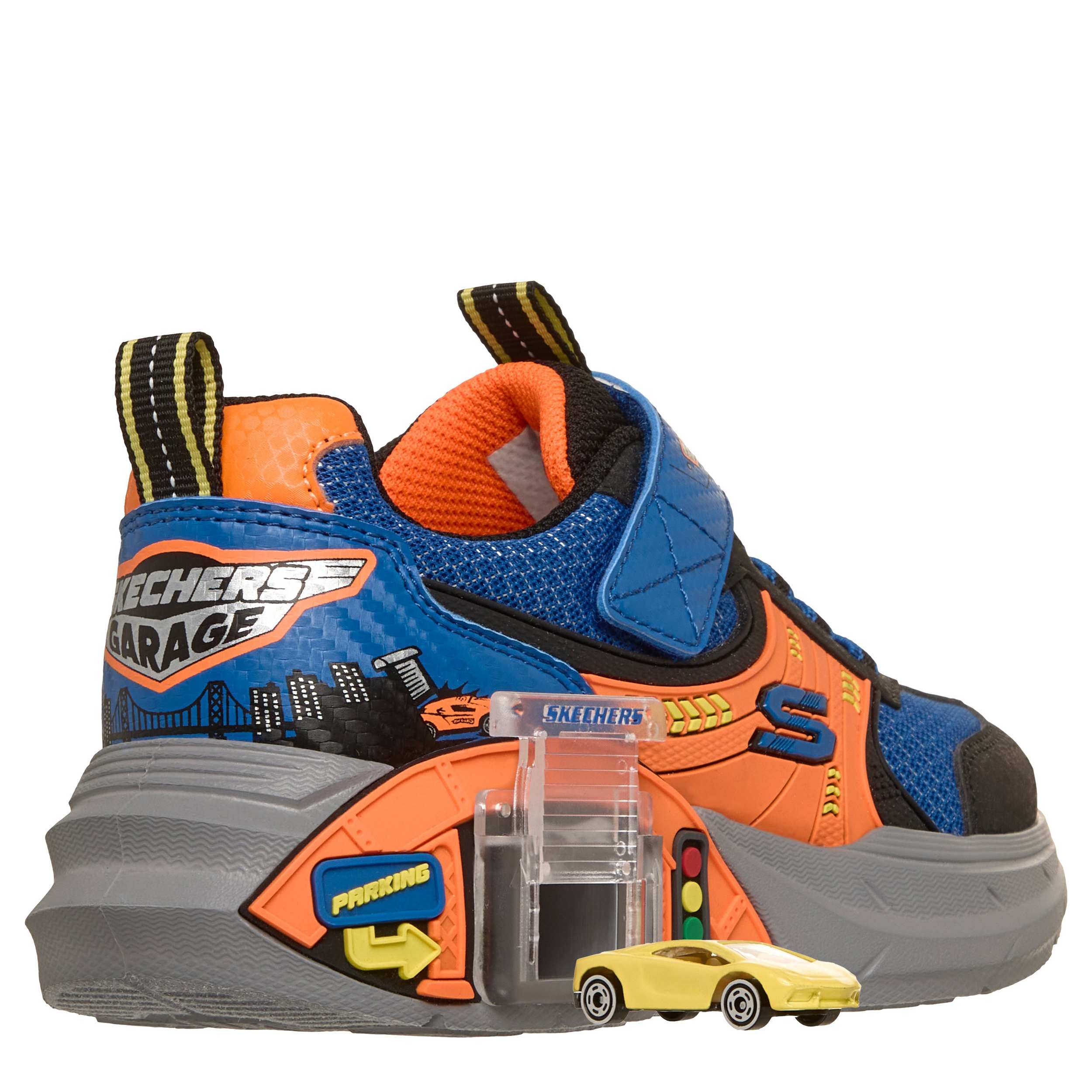 SKECHERS-BOYS LITTLE-BIG KID GARAGE SNEAKER-BLUE & ORANGE