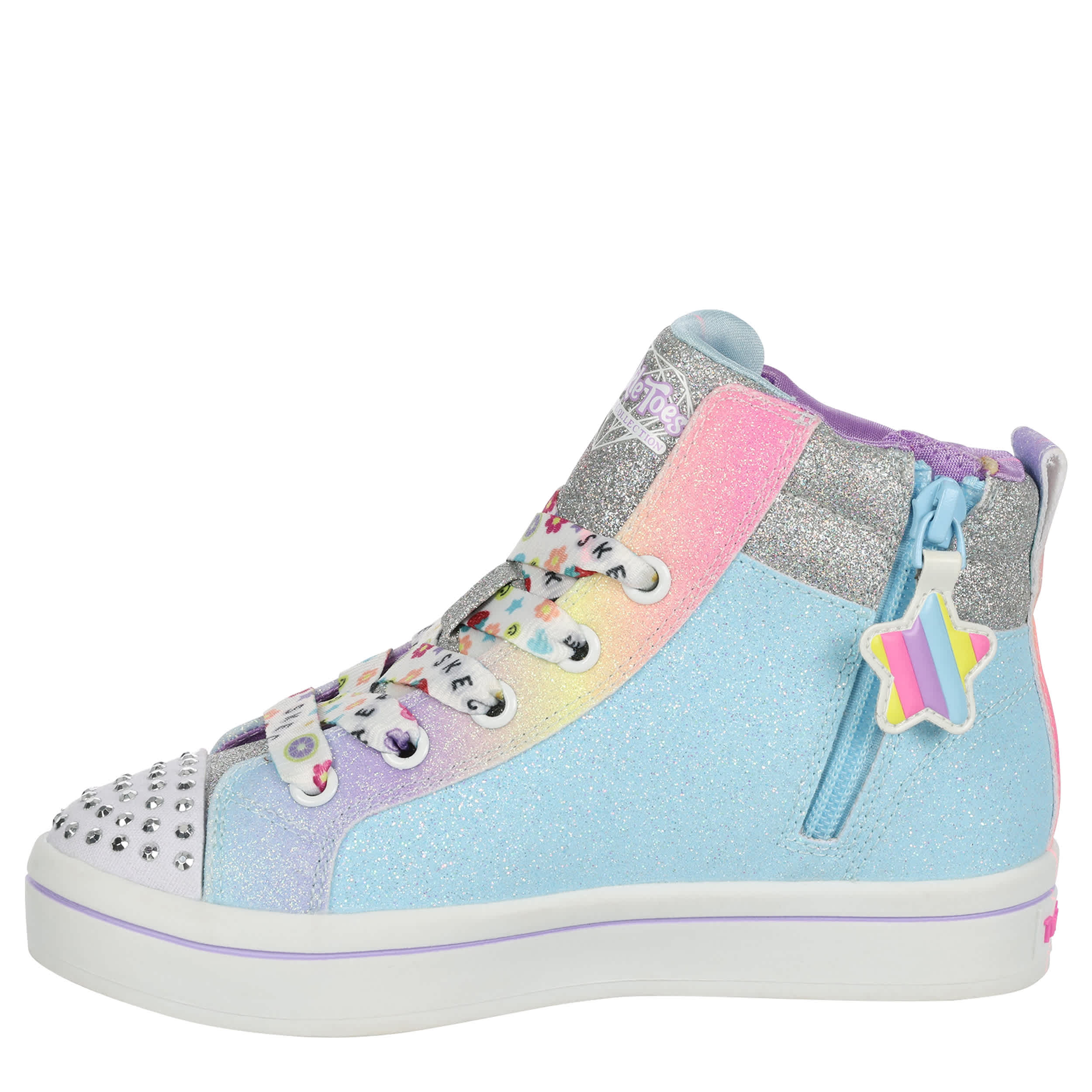 SKECHERS-GIRLS TWI-LITES 2.0 BIT OF HAPPINESS LIGHT UP SNEAKER-LIGHT BLUE & MULTICOLOR