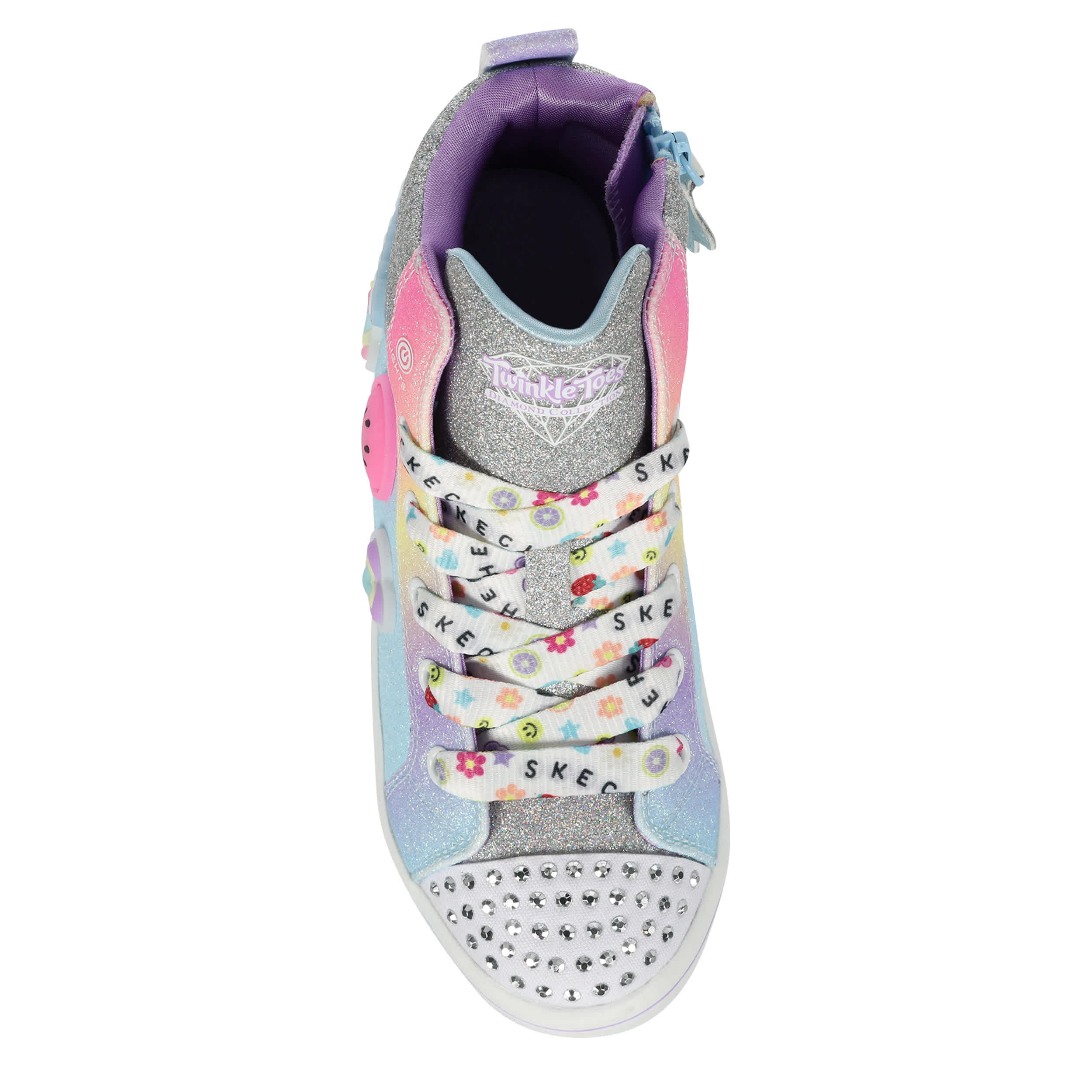 SKECHERS-GIRLS TWI-LITES 2.0 BIT OF HAPPINESS LIGHT UP SNEAKER-LIGHT BLUE & MULTICOLOR