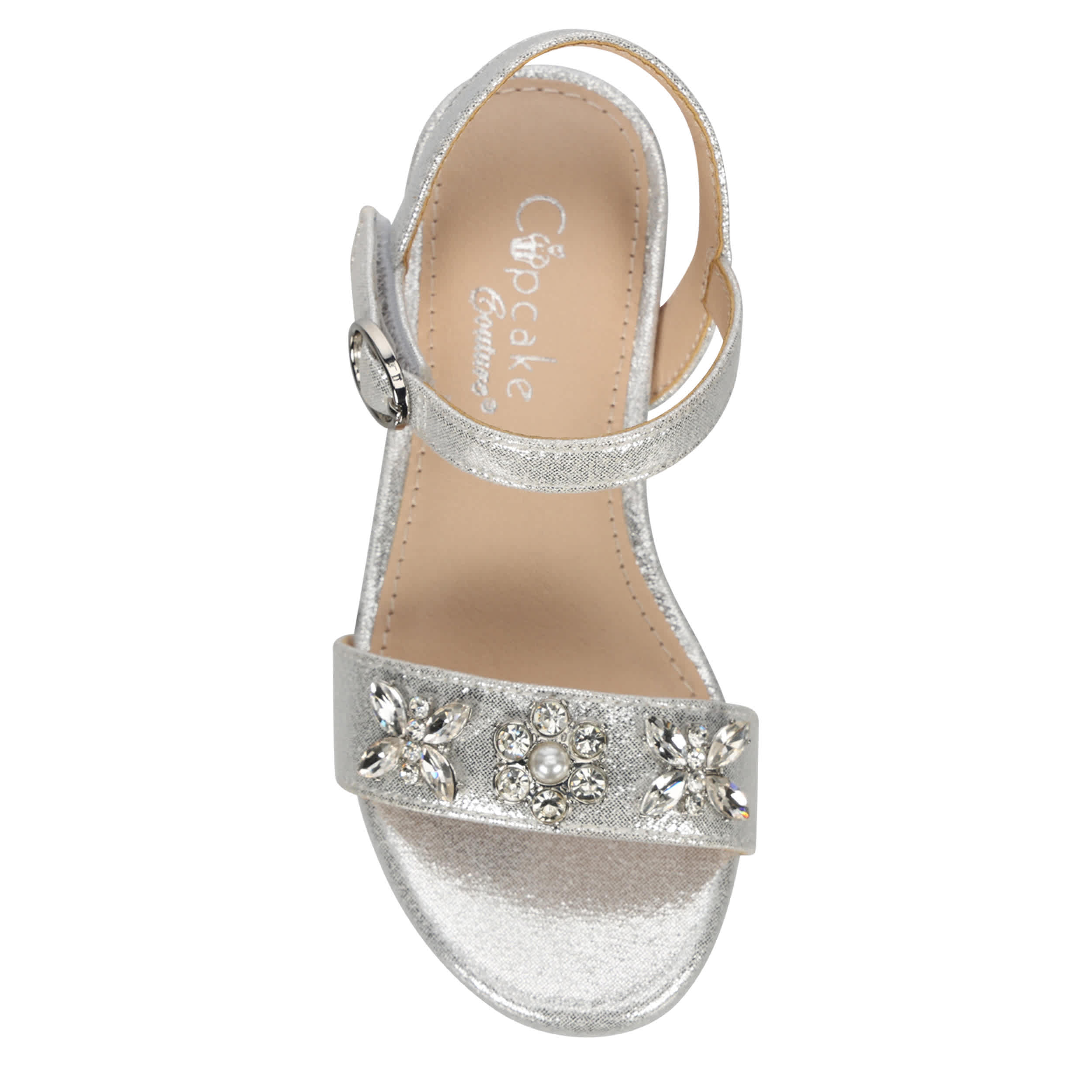CUPCAKE COUTURE-GIRLS TODDLER- LITTLE KID CHARMER DRESS SANDAL-SILVER & 