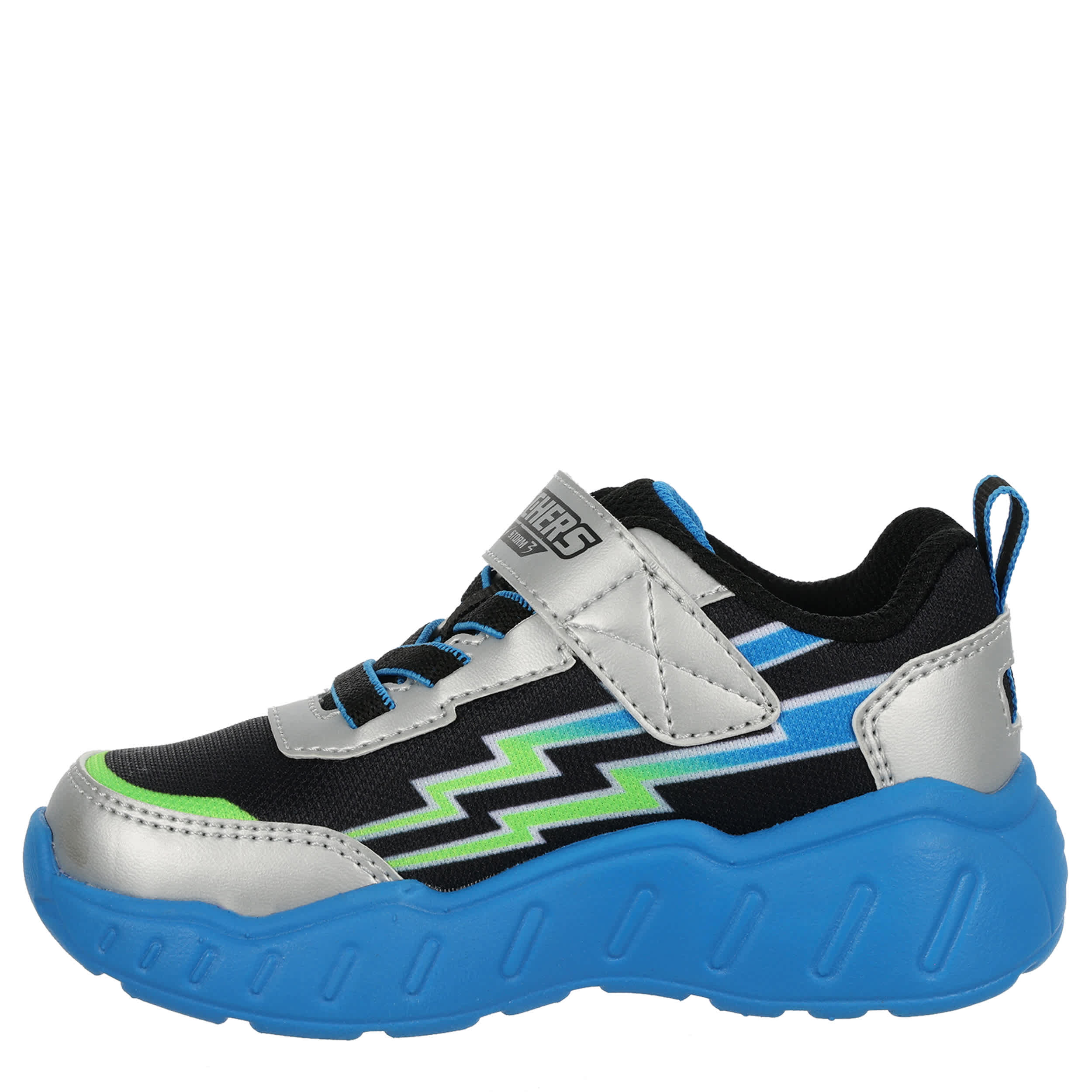 SKECHERS-BOYS TODDLER LIL STORM SCENE SNEAKER-SILVER & BLUE