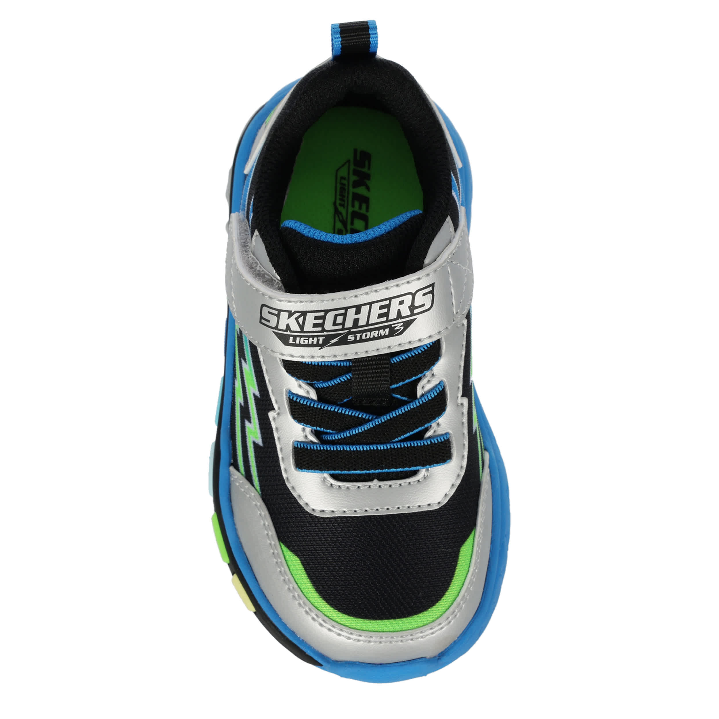 SKECHERS-BOYS TODDLER LIL STORM SCENE SNEAKER-SILVER & BLUE