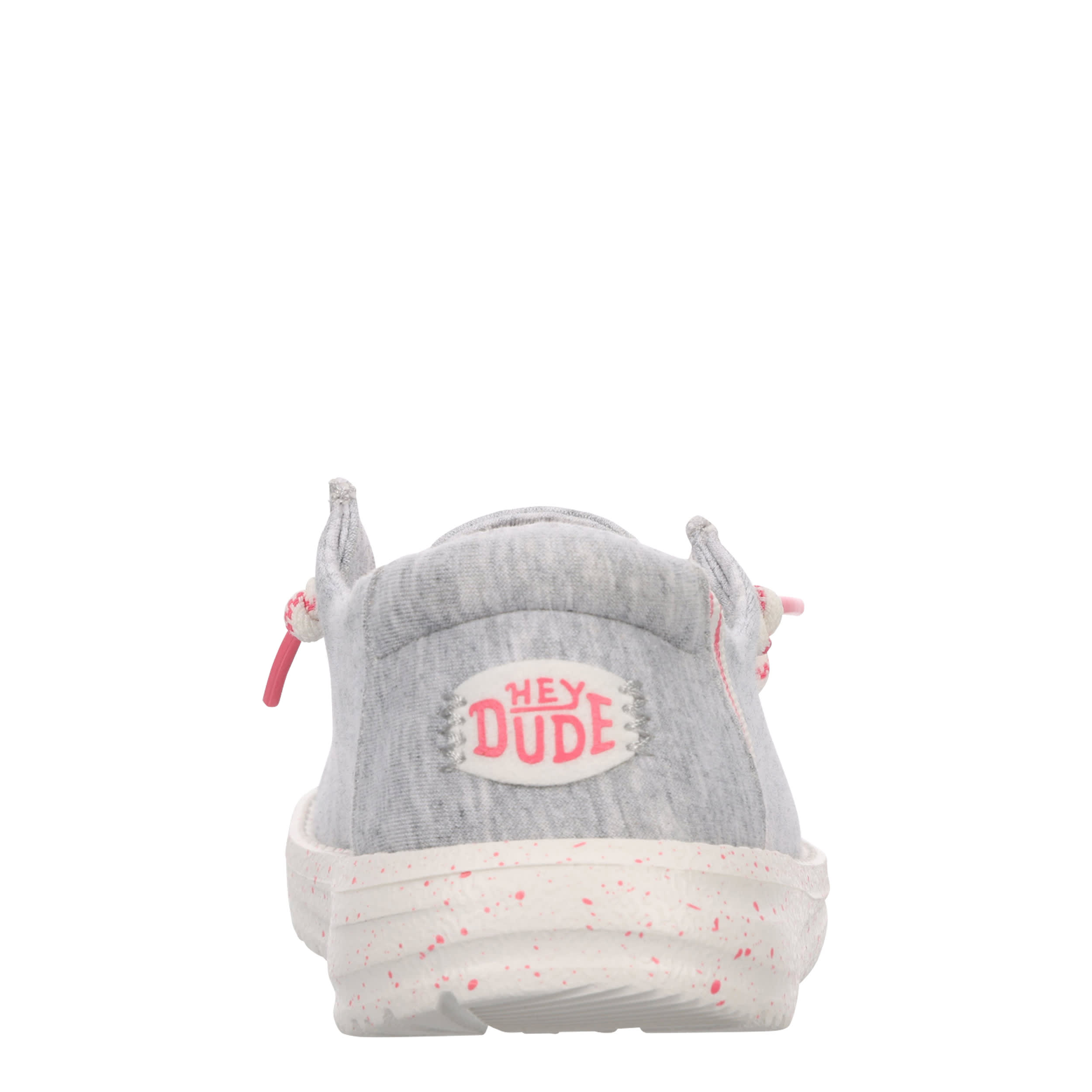 HEYDUDE-GIRLS WENDYYOUTH STRETCH JERSEY SLIP ON SNEAKER-GREY & PINK