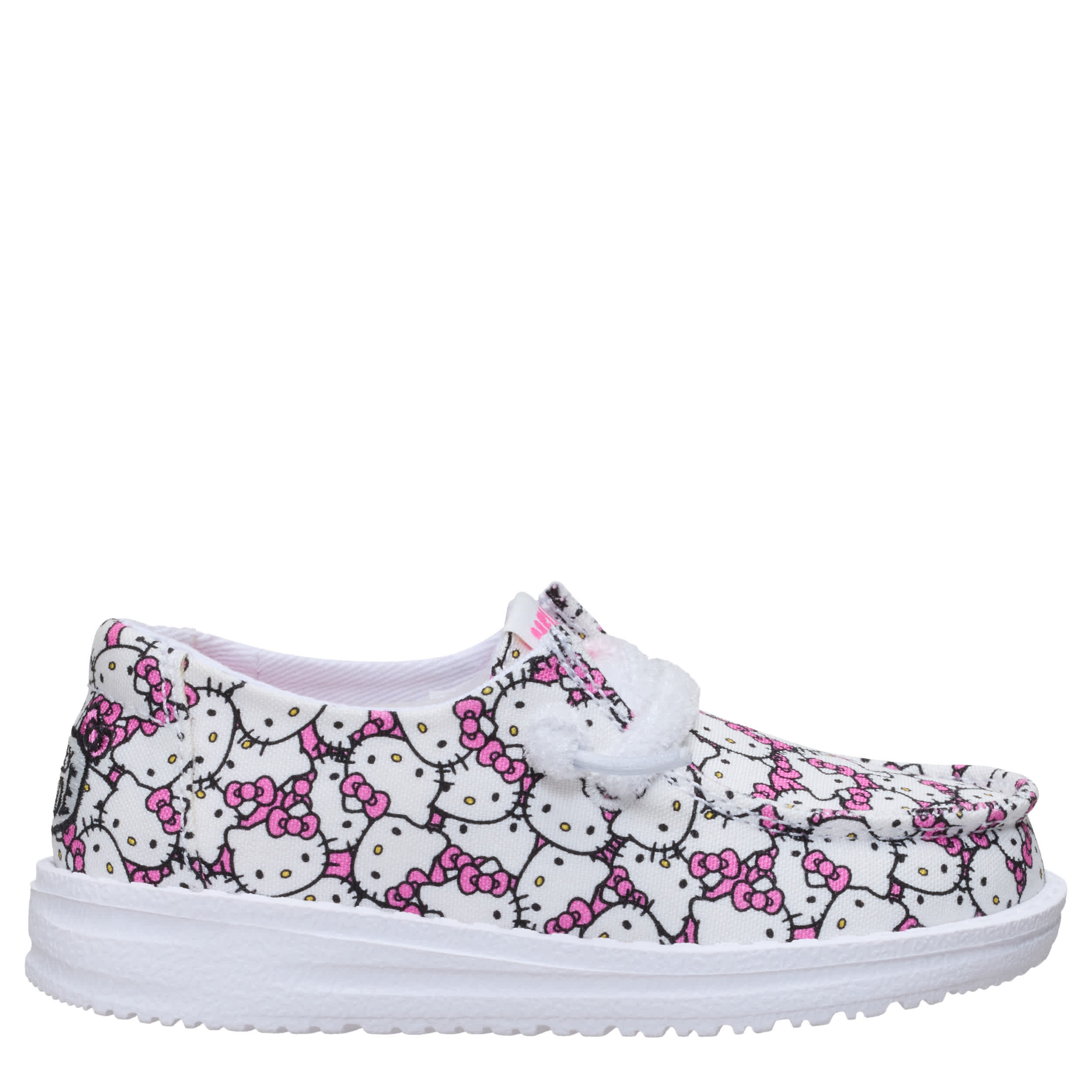 HEYDUDE-GIRLS WENDY TODDLER HELLO KITTY SLIP ON SNEAKER-PINK & WHITE