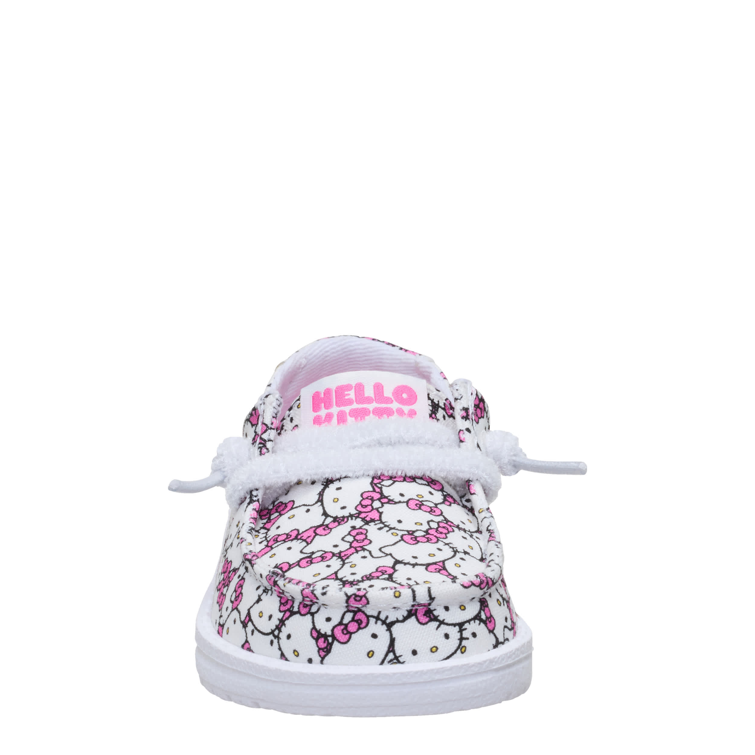 HEYDUDE-GIRLS WENDY TODDLER HELLO KITTY SLIP ON SNEAKER-PINK & WHITE