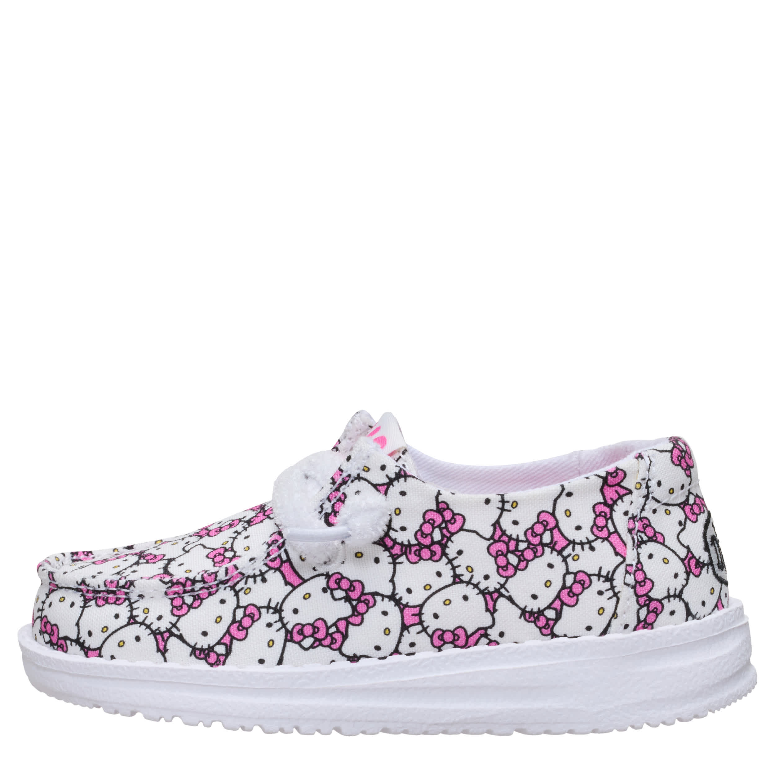 HEYDUDE-GIRLS WENDY TODDLER HELLO KITTY SLIP ON SNEAKER-PINK & WHITE