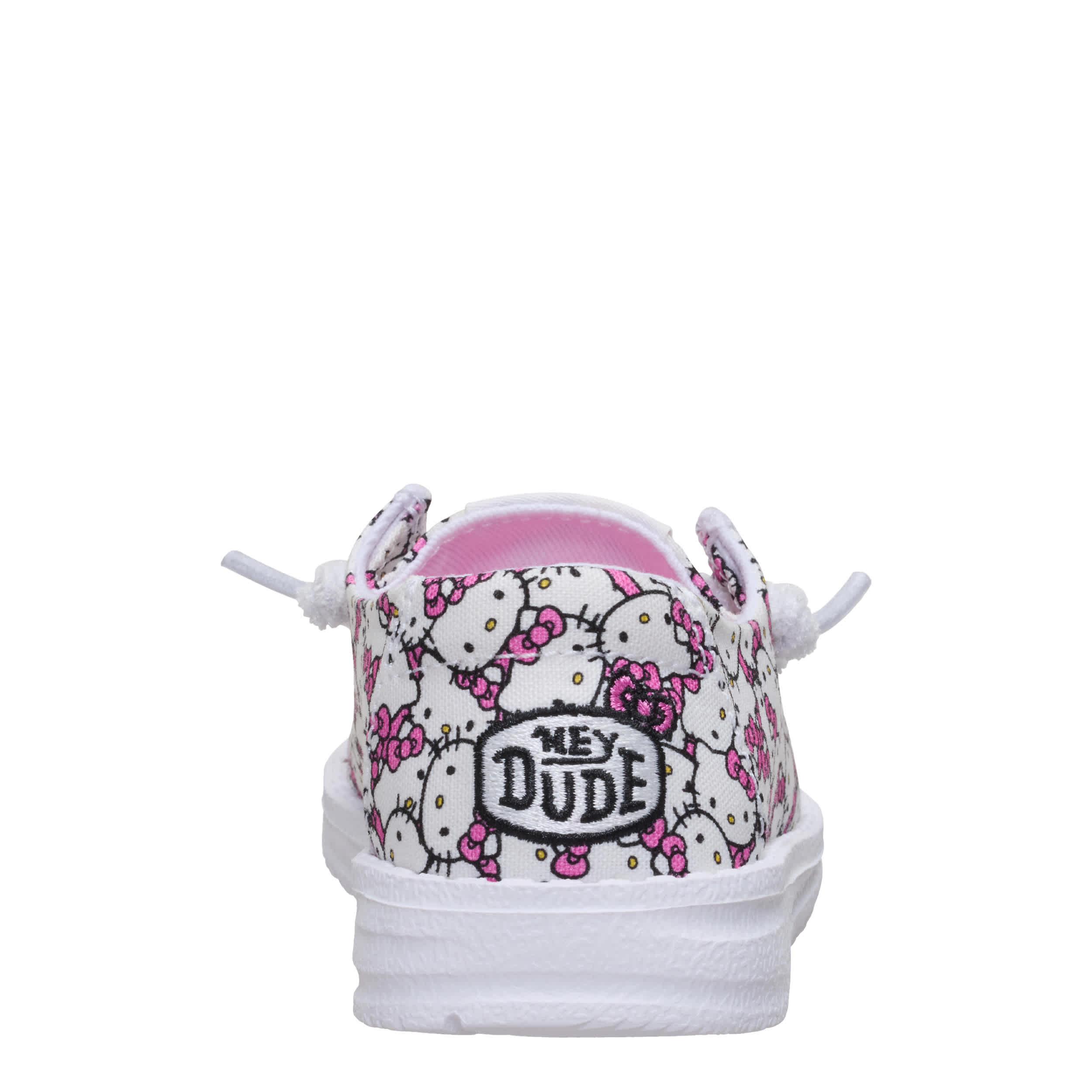 HEYDUDE-GIRLS WENDY TODDLER HELLO KITTY SLIP ON SNEAKER-PINK & WHITE