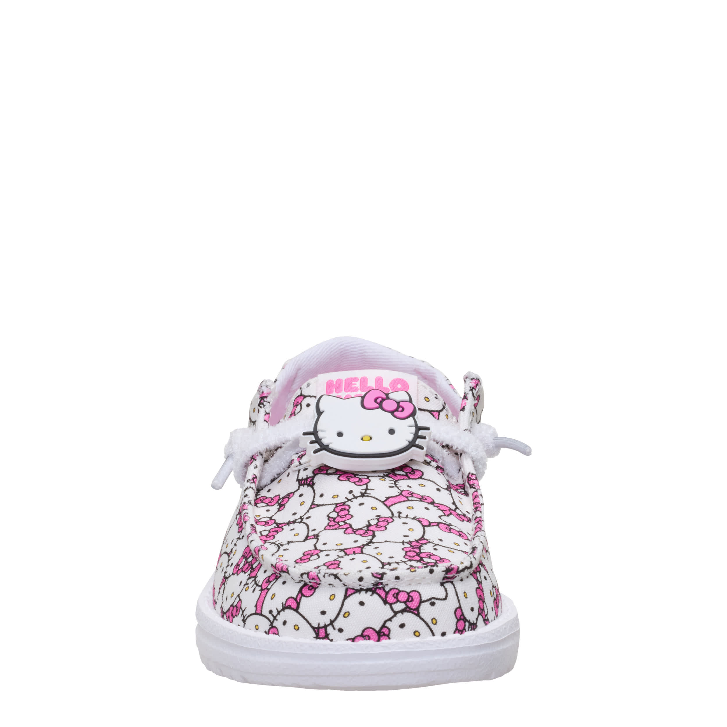 HEYDUDE-GIRLS WENDY YOUTH HELLO KITTY SLIP ON SNEAKER-PINK & WHITE