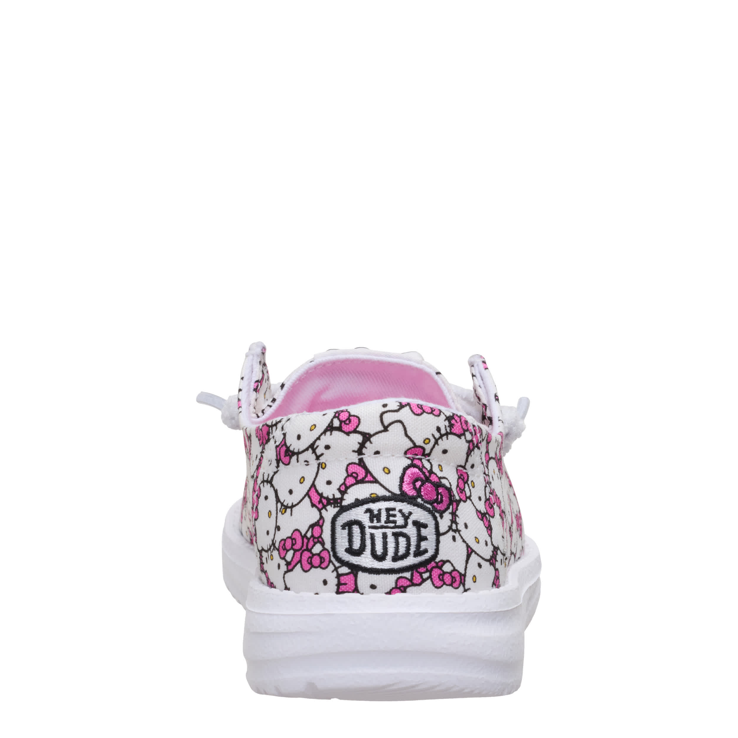 HEYDUDE-GIRLS WENDY YOUTH HELLO KITTY SLIP ON SNEAKER-PINK & WHITE