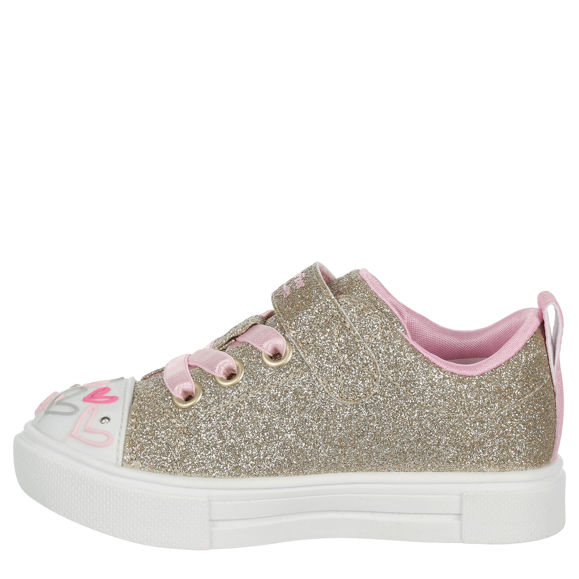 SKECHERS-GIRLS TODDLER TWINKLE SPARKS LOVE MEDLEY SNEAKER-GOLD & MULTICOLOR