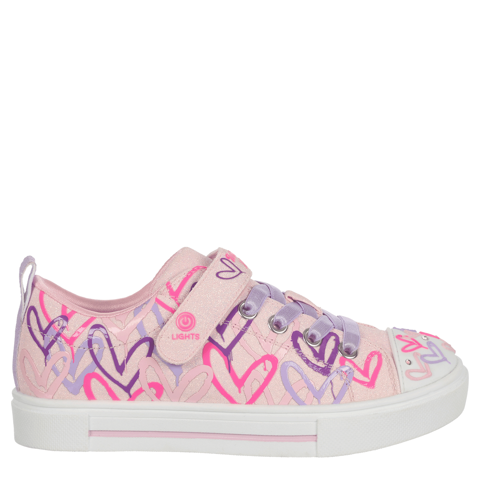 SKECHERS-GIRLS LITTLE-BIG KID TWINKLE SPARKS LIGHT UP SNEAKER-PINK & PURPLE
