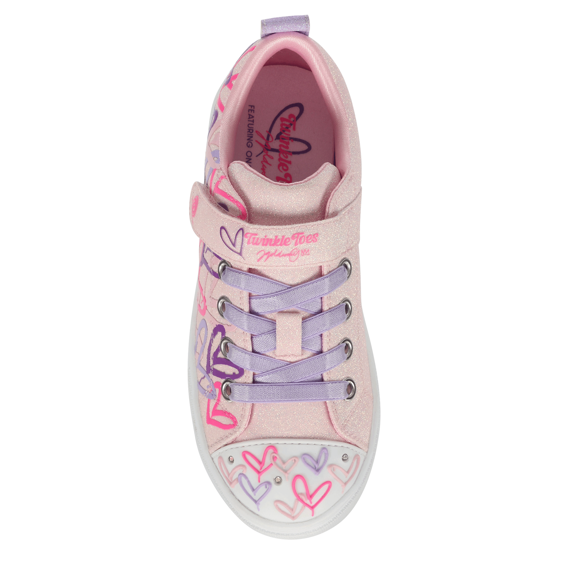 SKECHERS-GIRLS LITTLE-BIG KID TWINKLE SPARKS LIGHT UP SNEAKER-PINK & PURPLE