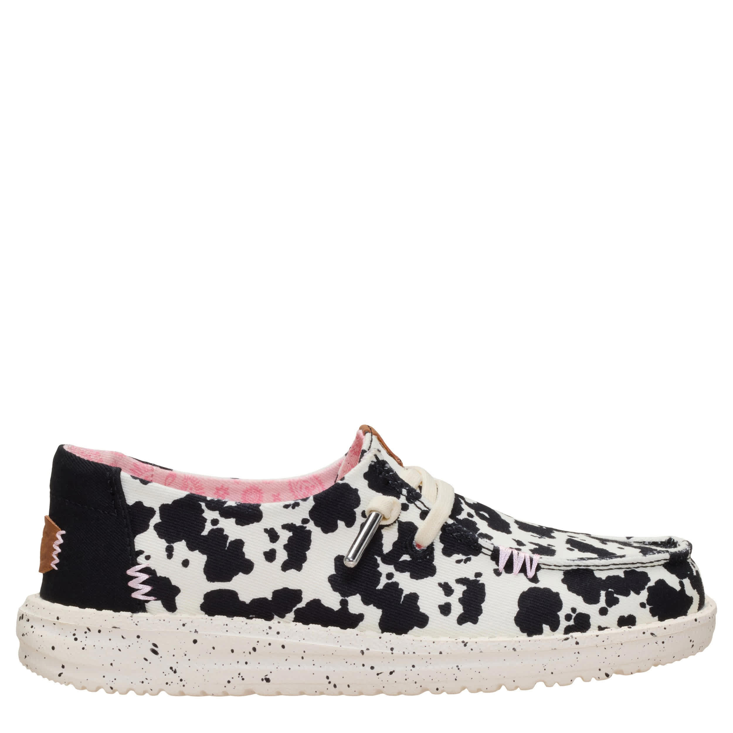 HEYDUDE-GIRLS WENDY YOUTH SLIP ON SNEAKER-WHITE & BROWN