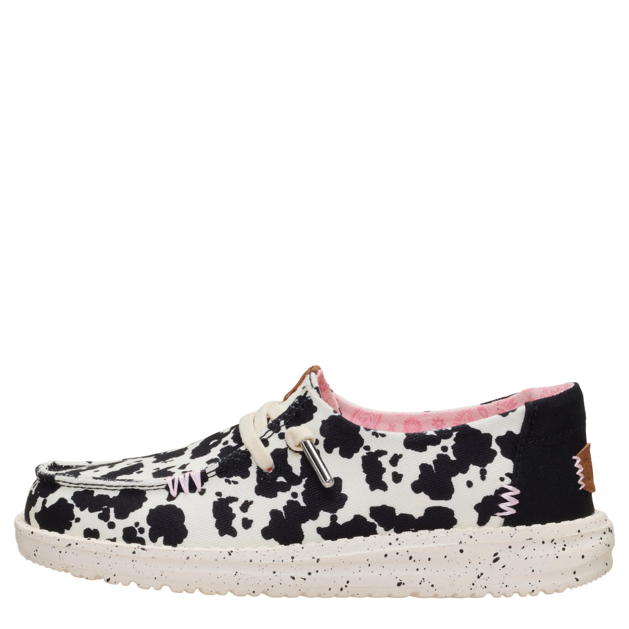 HEYDUDE-GIRLS WENDY YOUTH SLIP ON SNEAKER-WHITE & BROWN