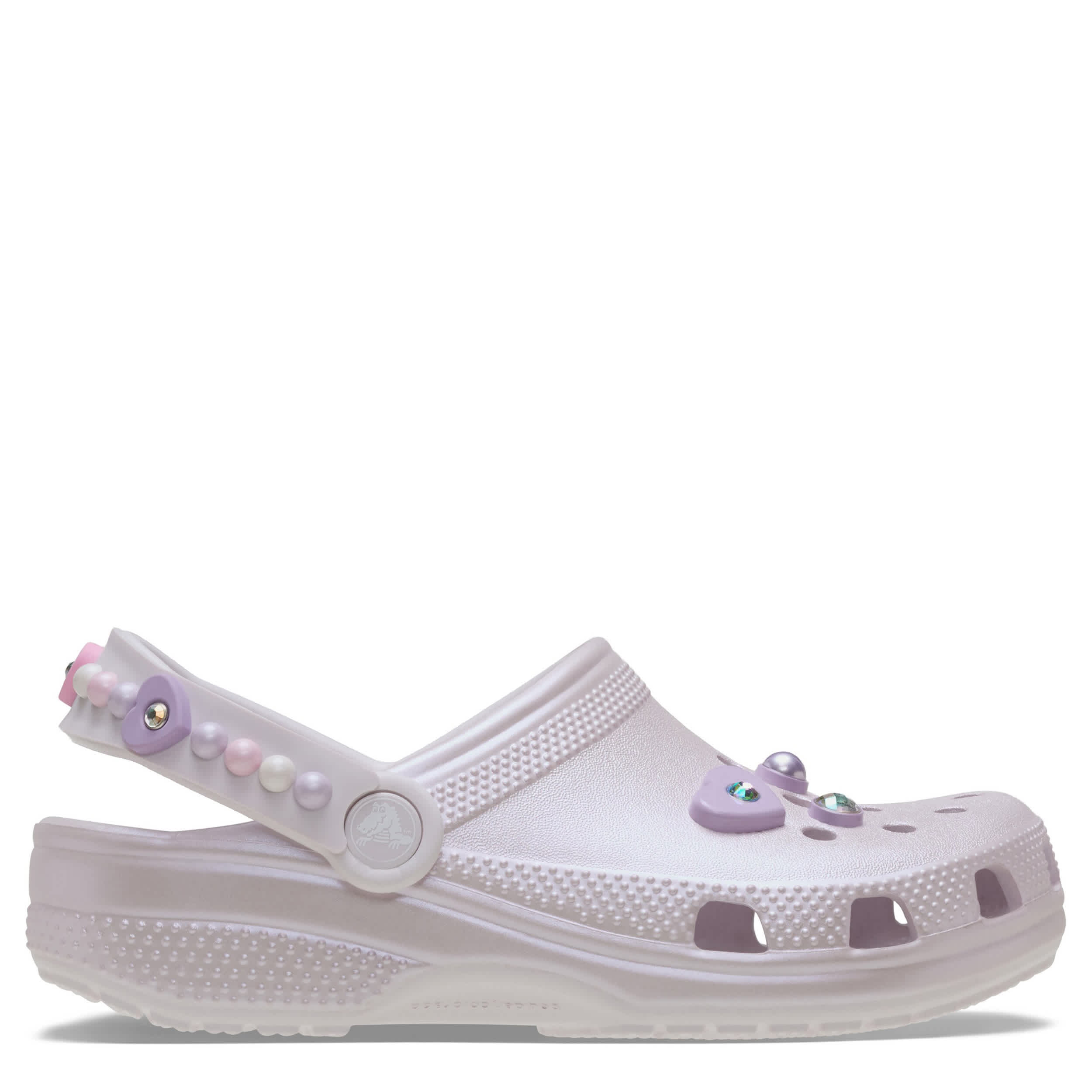 CROCS-GIRLS LITTLE-BIG KID CLASSIC PEARLS & HEART SHINE CLOG-PURPLE & 