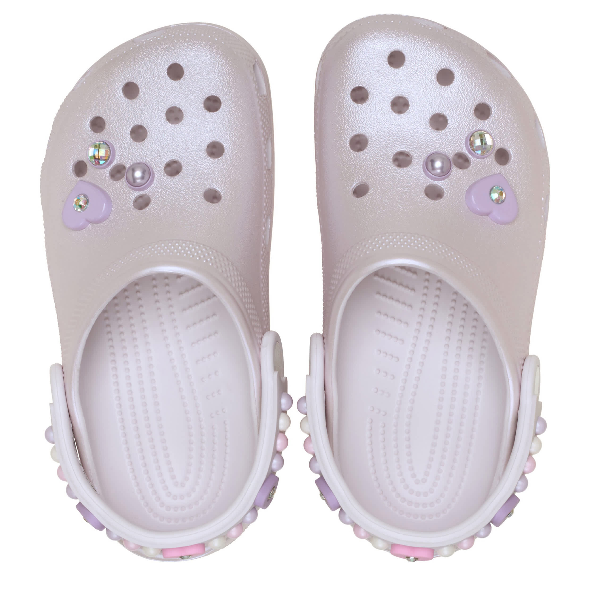 CROCS-GIRLS LITTLE-BIG KID CLASSIC PEARLS & HEART SHINE CLOG-PURPLE & 