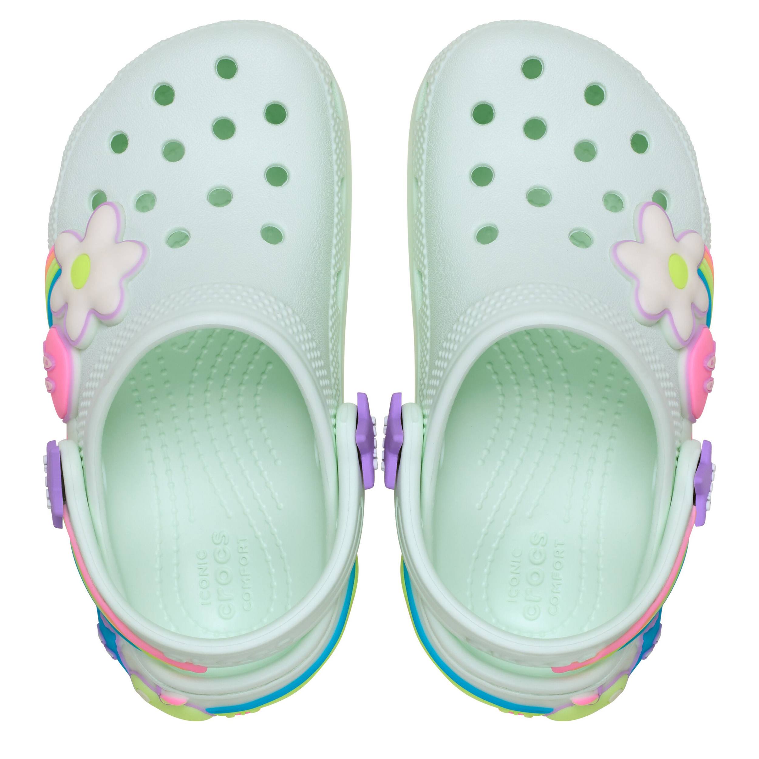 CROCS-GIRLS TODDLER LIGHT UP CLASSIC FUN LAB CLOG-MINT & 