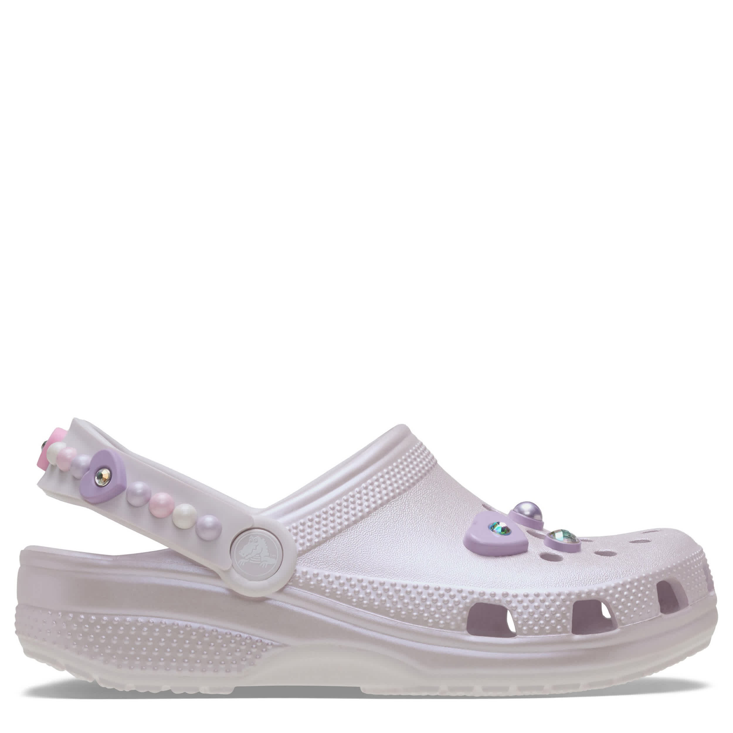 CROCS-GIRLS TODDLER CLASSIC PEARLS & HEART SHINE CLOG-PURPLE & 