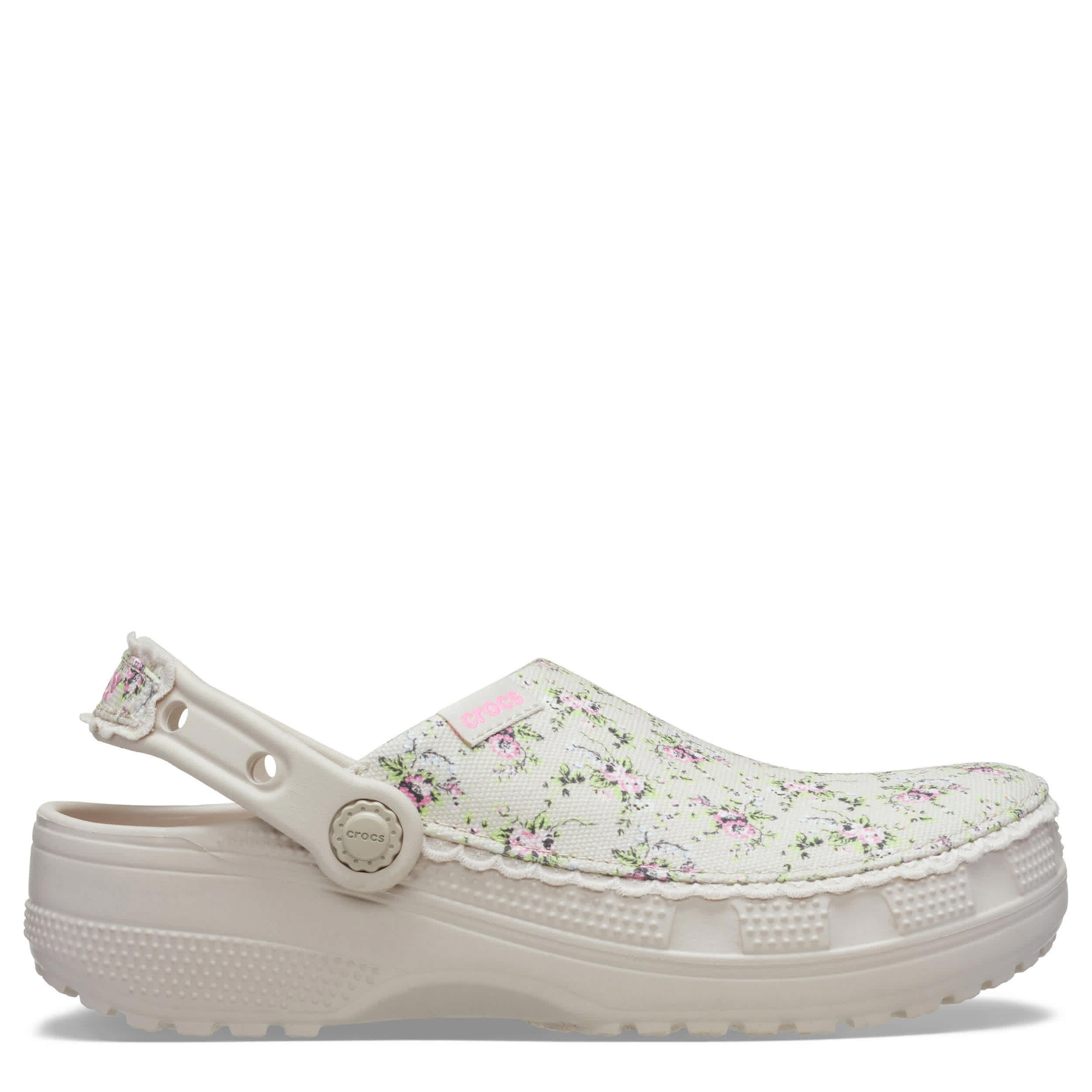 CROCS-GIRLS LITTLE-BIG KID CRAFTED PRINTED CANVAS CLOG-TAN & 