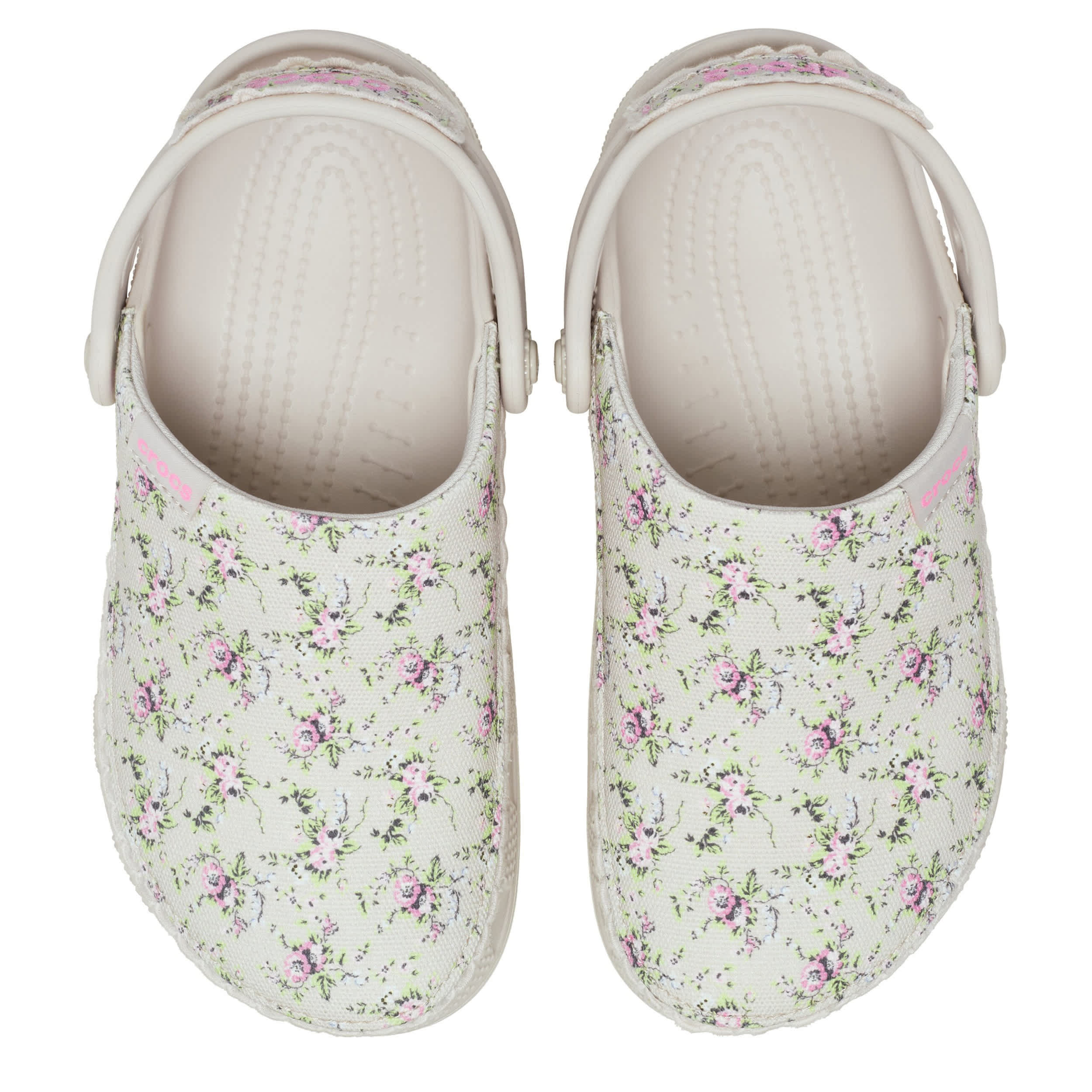CROCS-GIRLS LITTLE-BIG KID CRAFTED PRINTED CANVAS CLOG-TAN & 