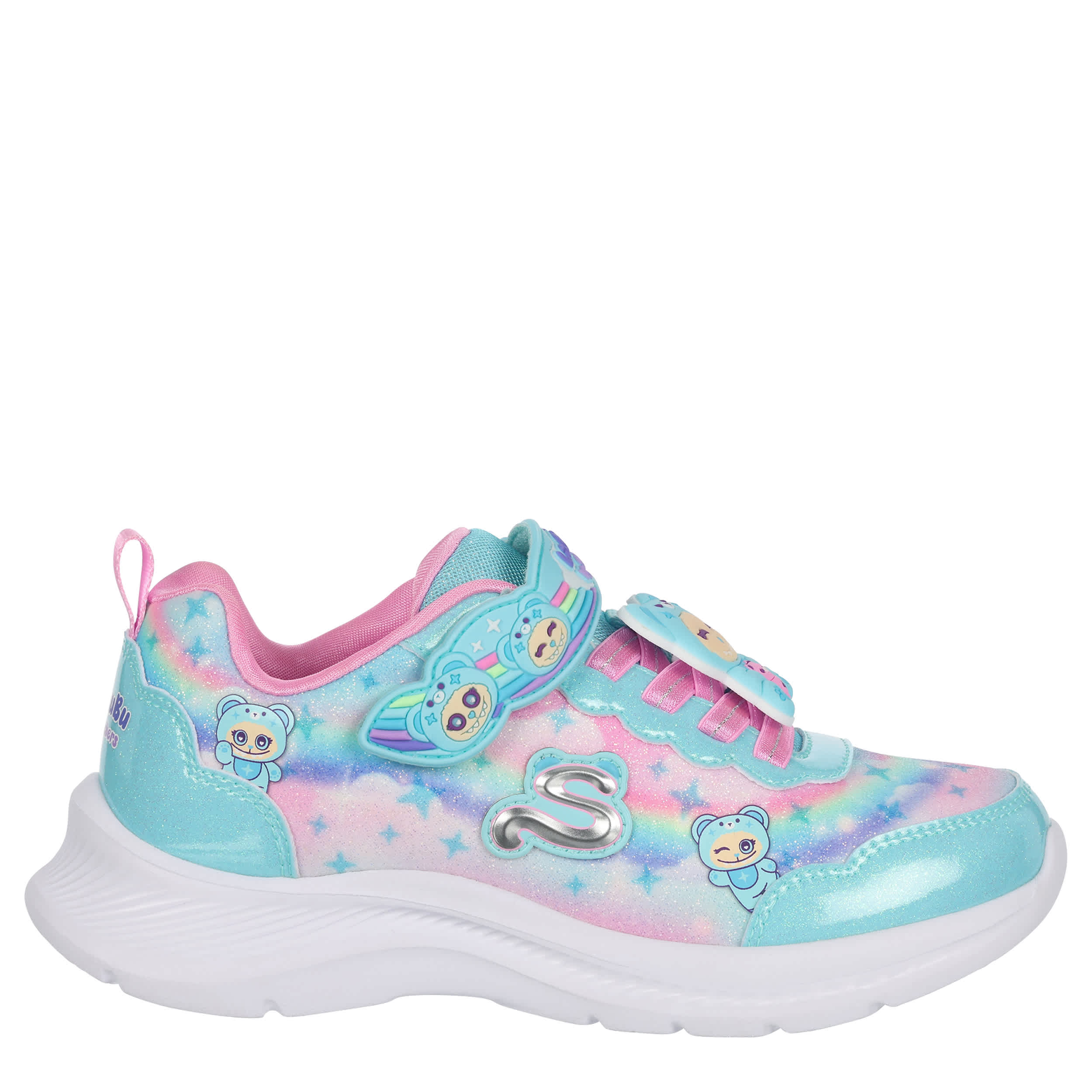 SKECHERS-GIRLS LITTLE KID CUTIE CRITTERS SNEAKER-MINT & MULTICOLOR