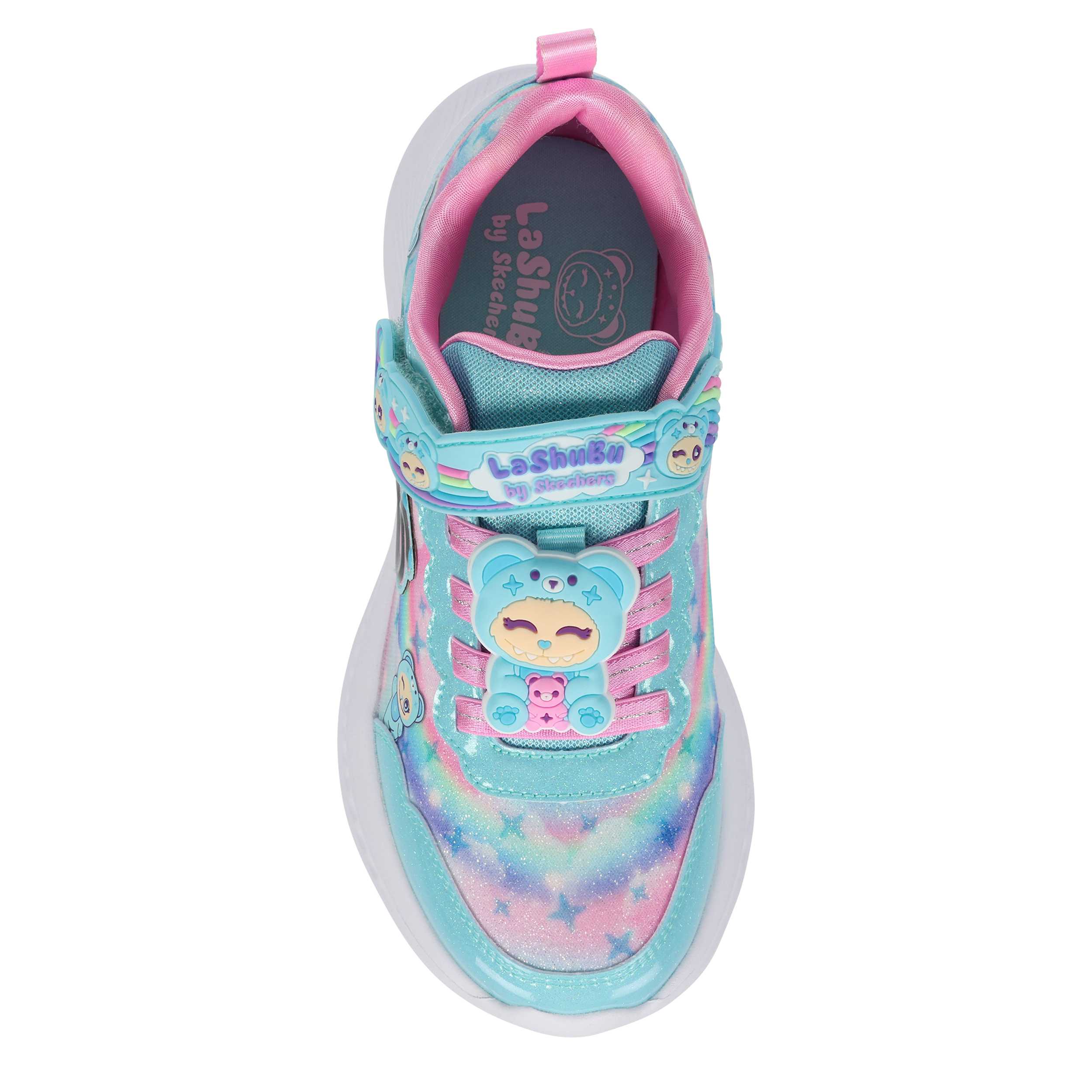 SKECHERS-GIRLS LITTLE KID CUTIE CRITTERS SNEAKER-MINT & MULTICOLOR
