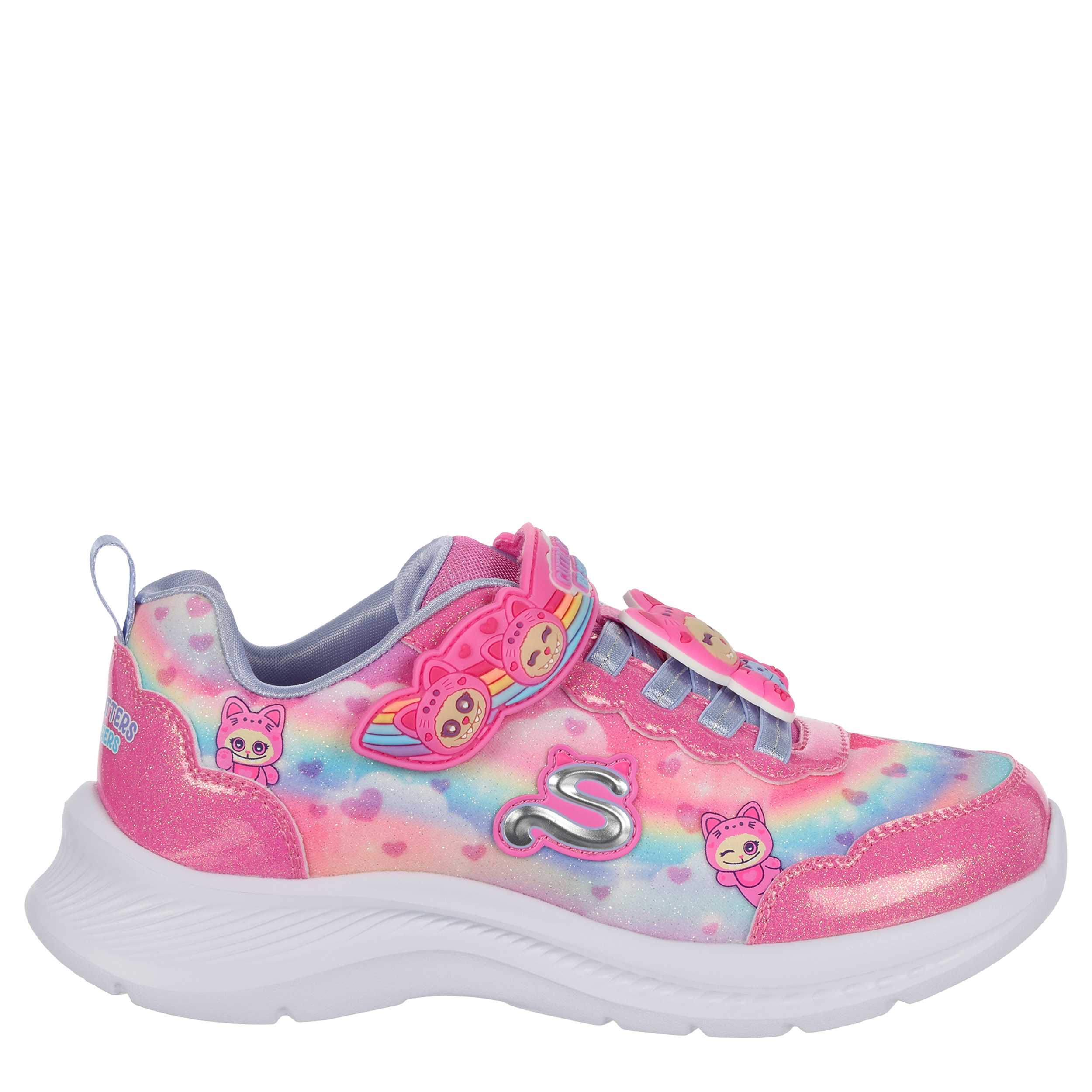 SKECHERS-GIRLS LITTLE KID CUTIE CRITTERS SNEAKER-PINK & MULTICOLOR