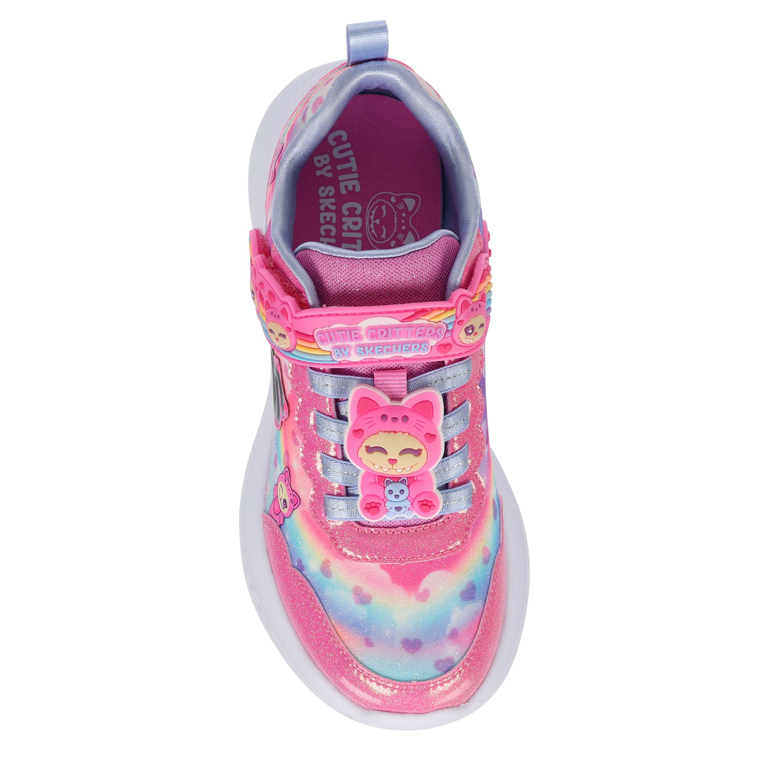SKECHERS-GIRLS LITTLE KID CUTIE CRITTERS SNEAKER-PINK & MULTICOLOR