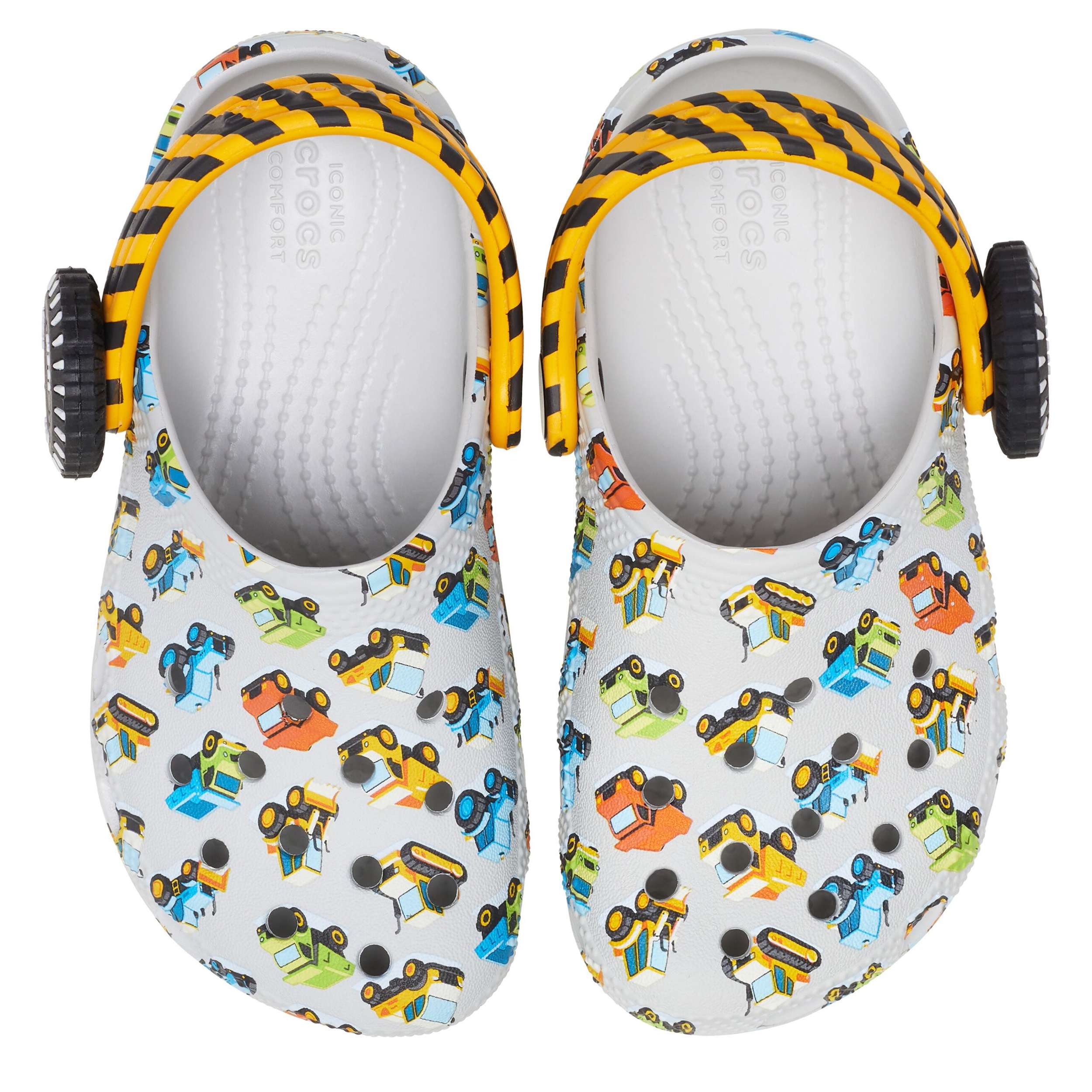 CROCS-BOYS TODDLER CLASSIC TRUCKS GRAPHIC CLOG-GREY & MULTICOLOR