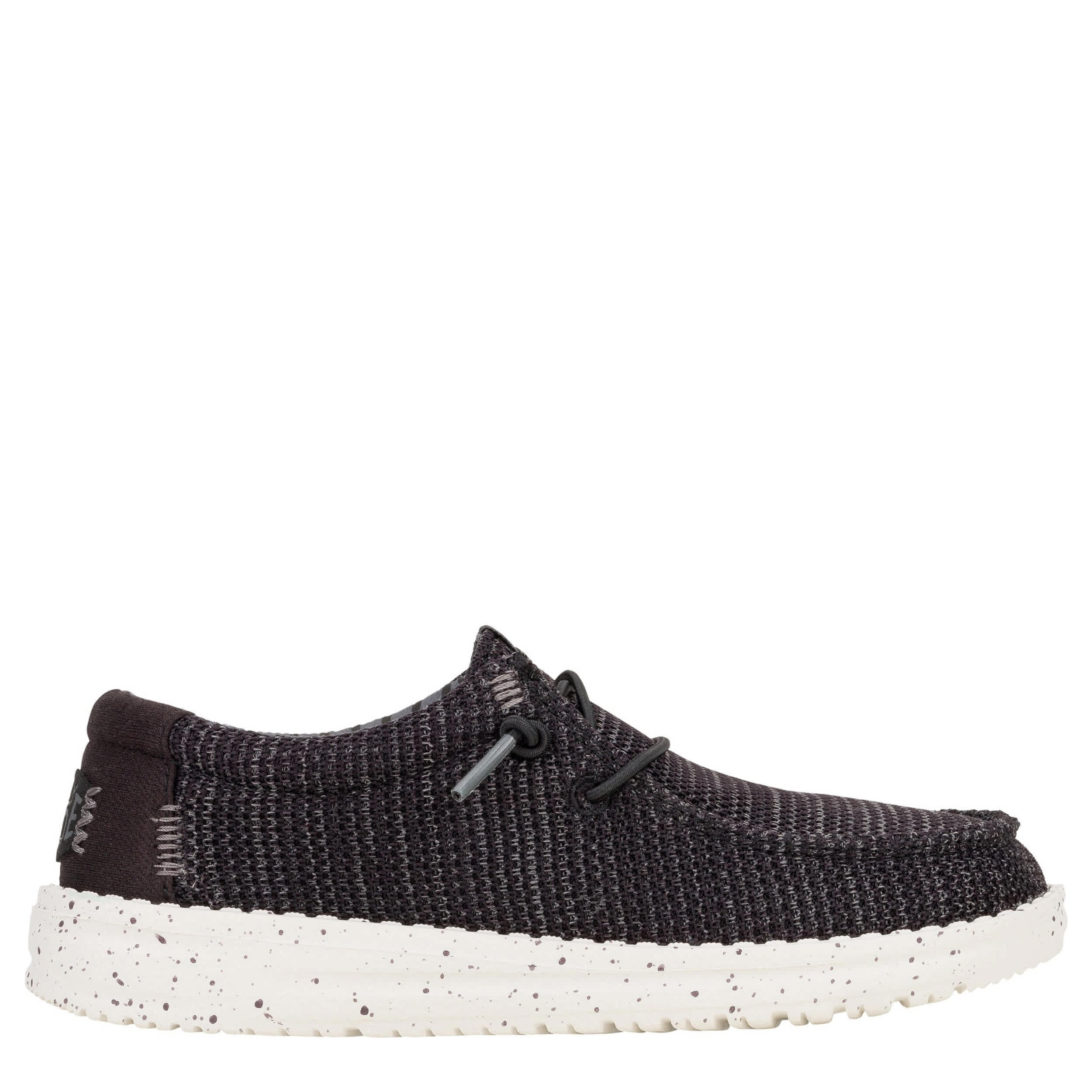 HEYDUDE-BOYS WALLY YOUTH SOX SLIP ON SNEAKER-BLACK & WHITE