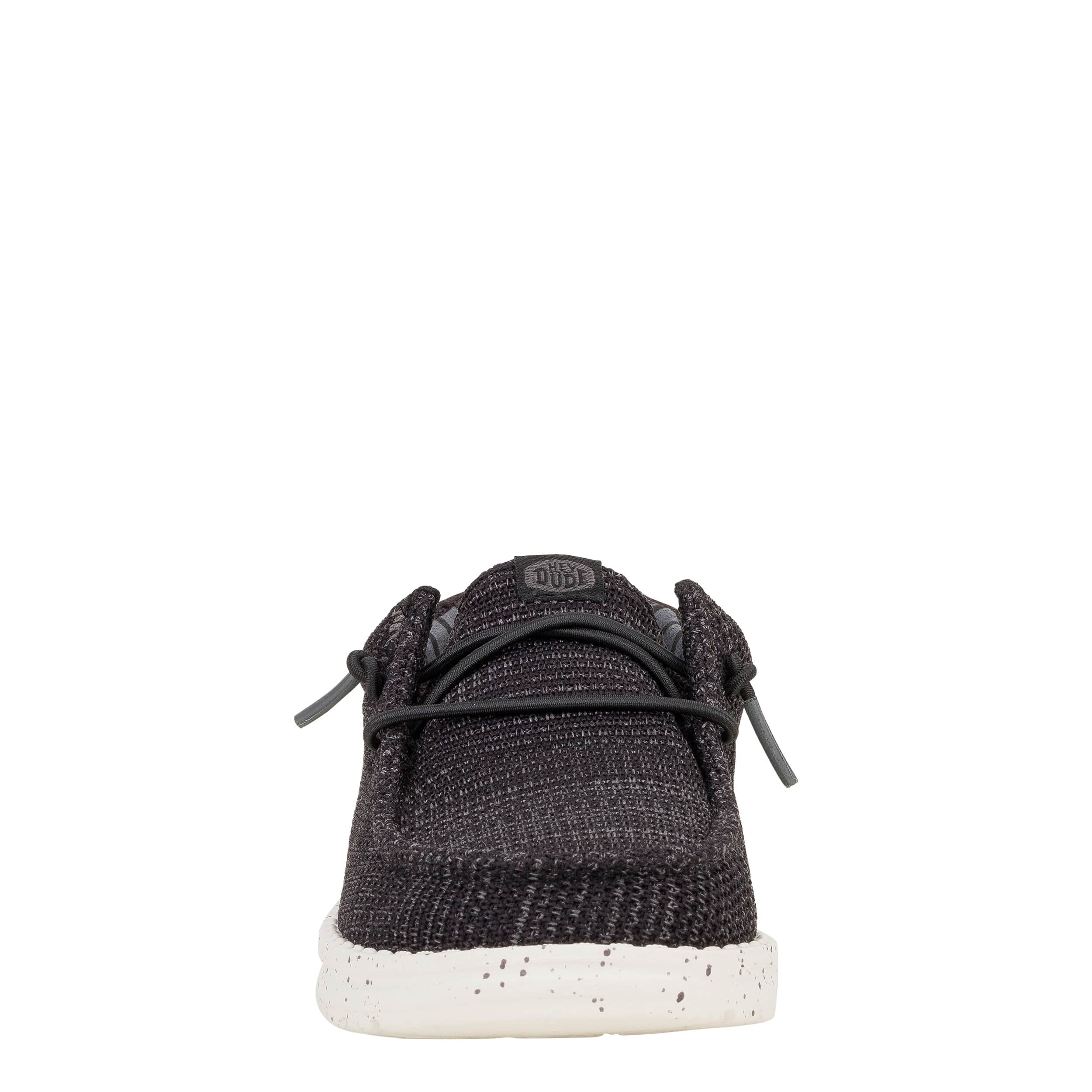 HEYDUDE-BOYS WALLY YOUTH SOX SLIP ON SNEAKER-BLACK & WHITE