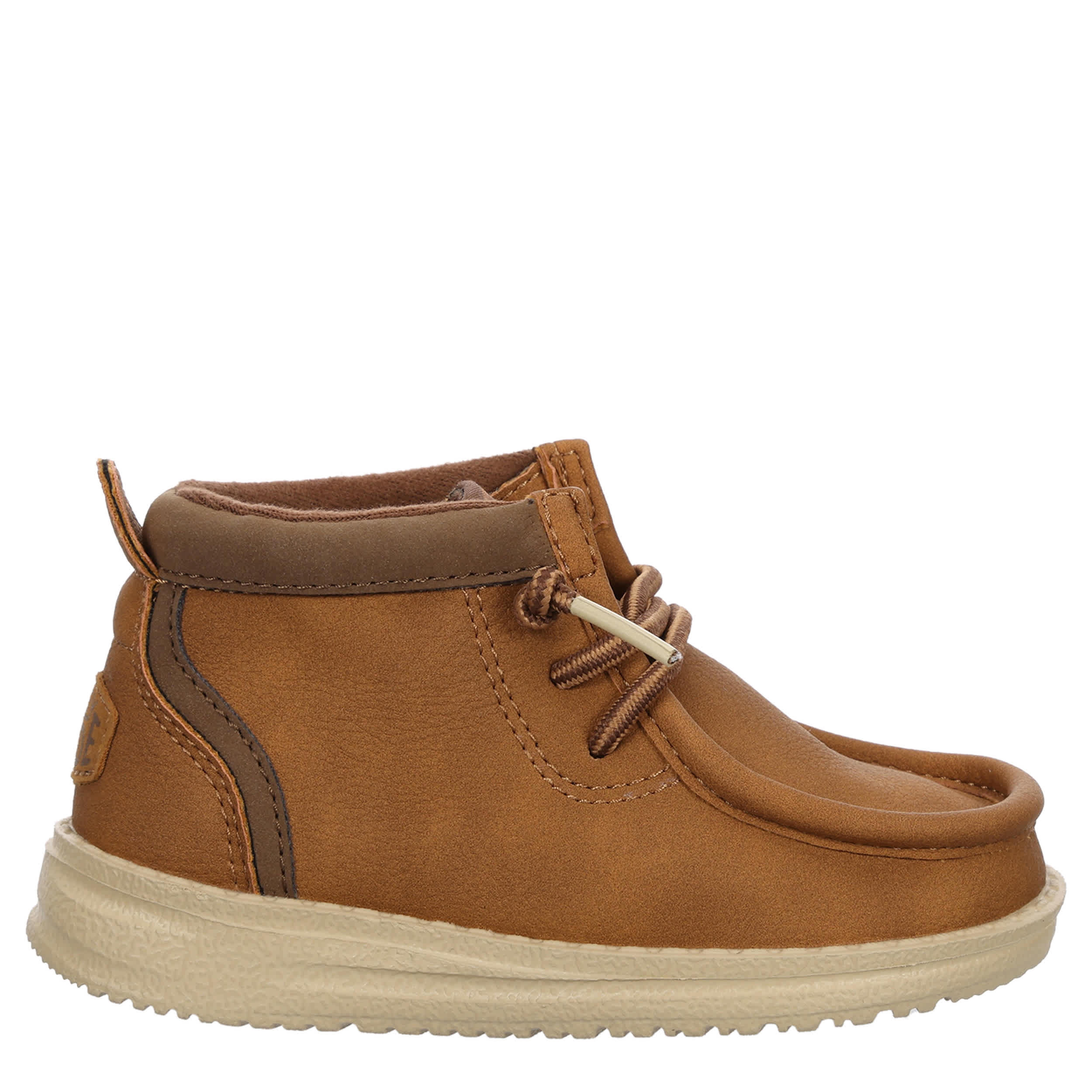 HEYDUDE-BOYS WALLY MID CLASSIC TODDLER SLIP ON SNEAKER-COGNAC & TAN