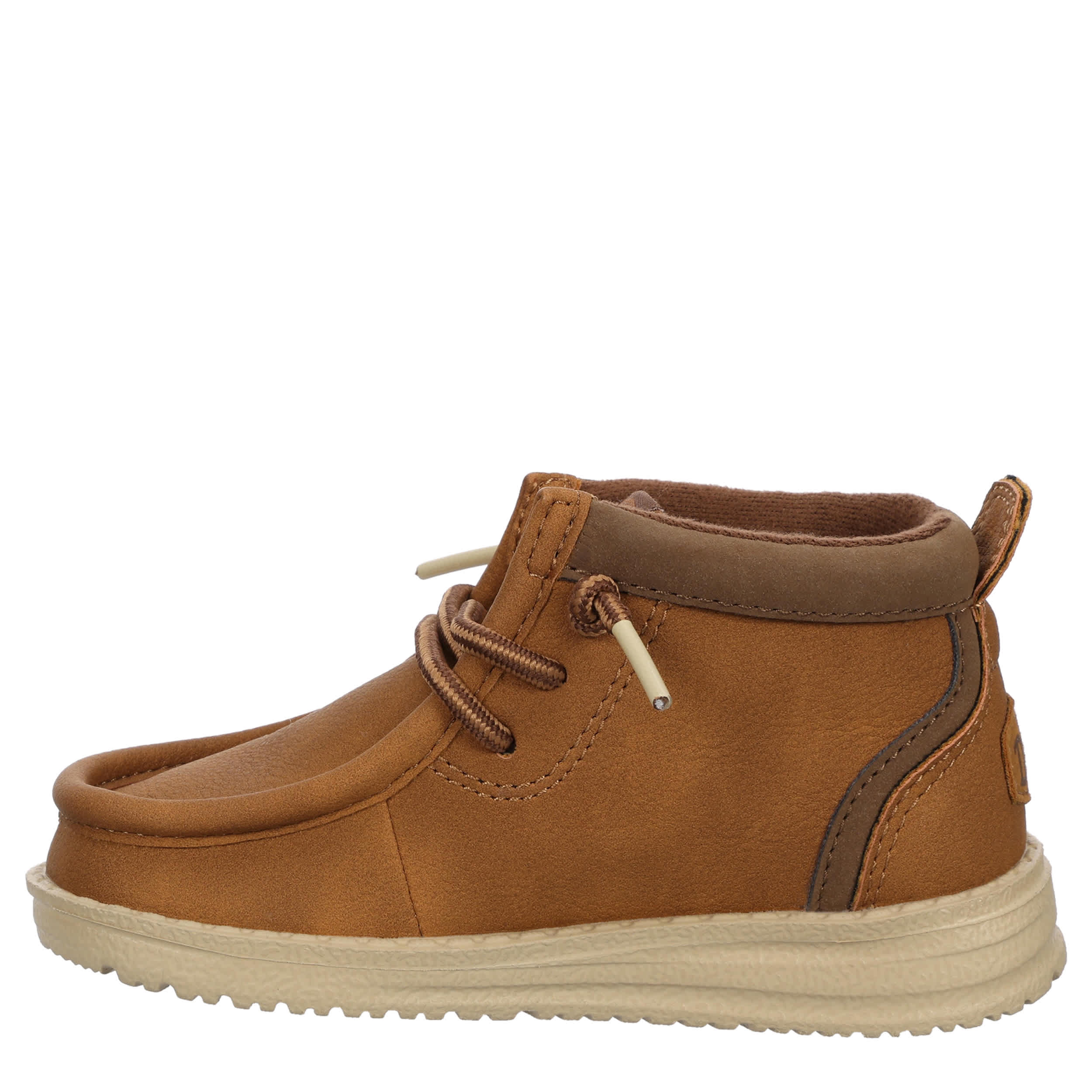 HEYDUDE-BOYS WALLY MID CLASSIC TODDLER SLIP ON SNEAKER-COGNAC & TAN