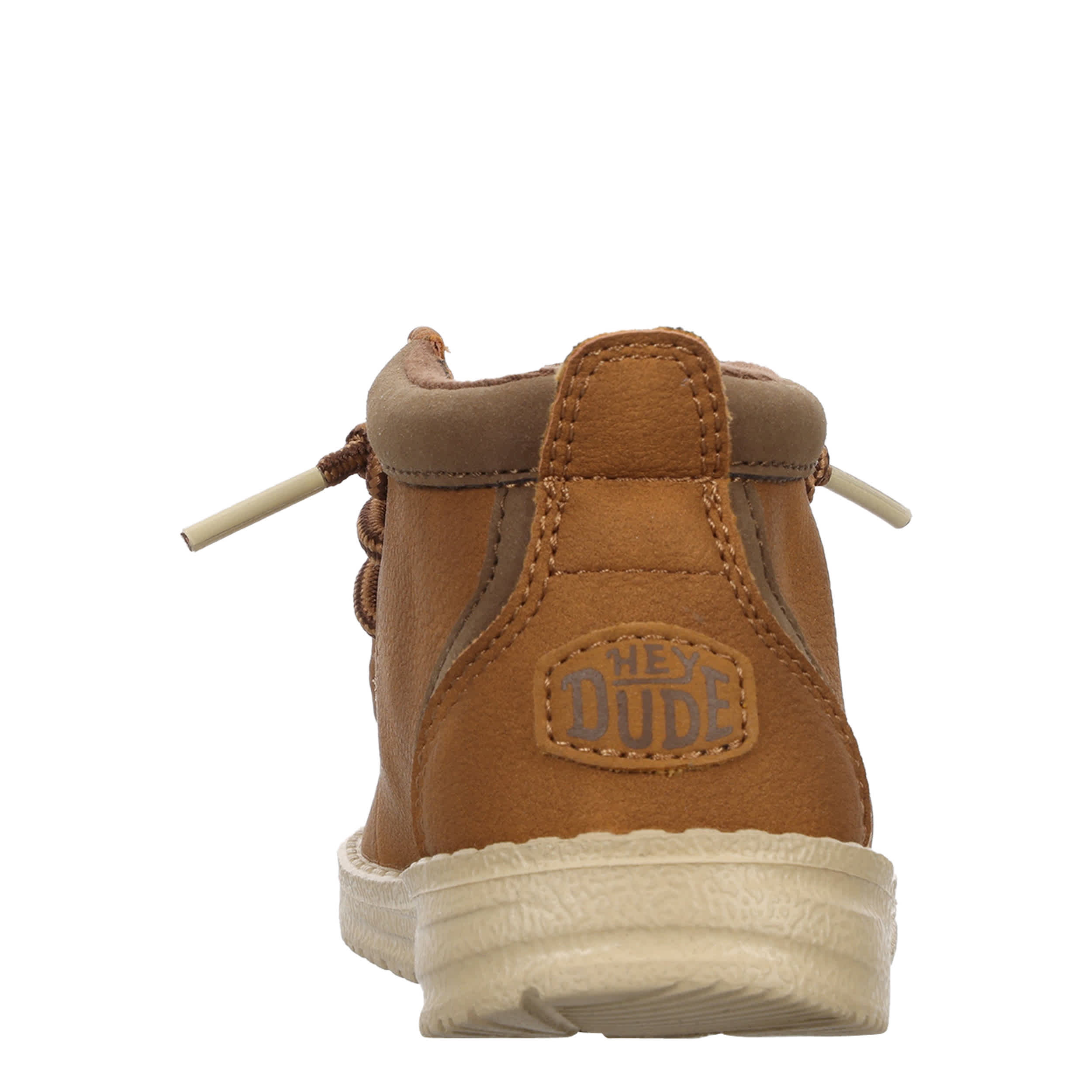 HEYDUDE-BOYS WALLY MID CLASSIC TODDLER SLIP ON SNEAKER-COGNAC & TAN