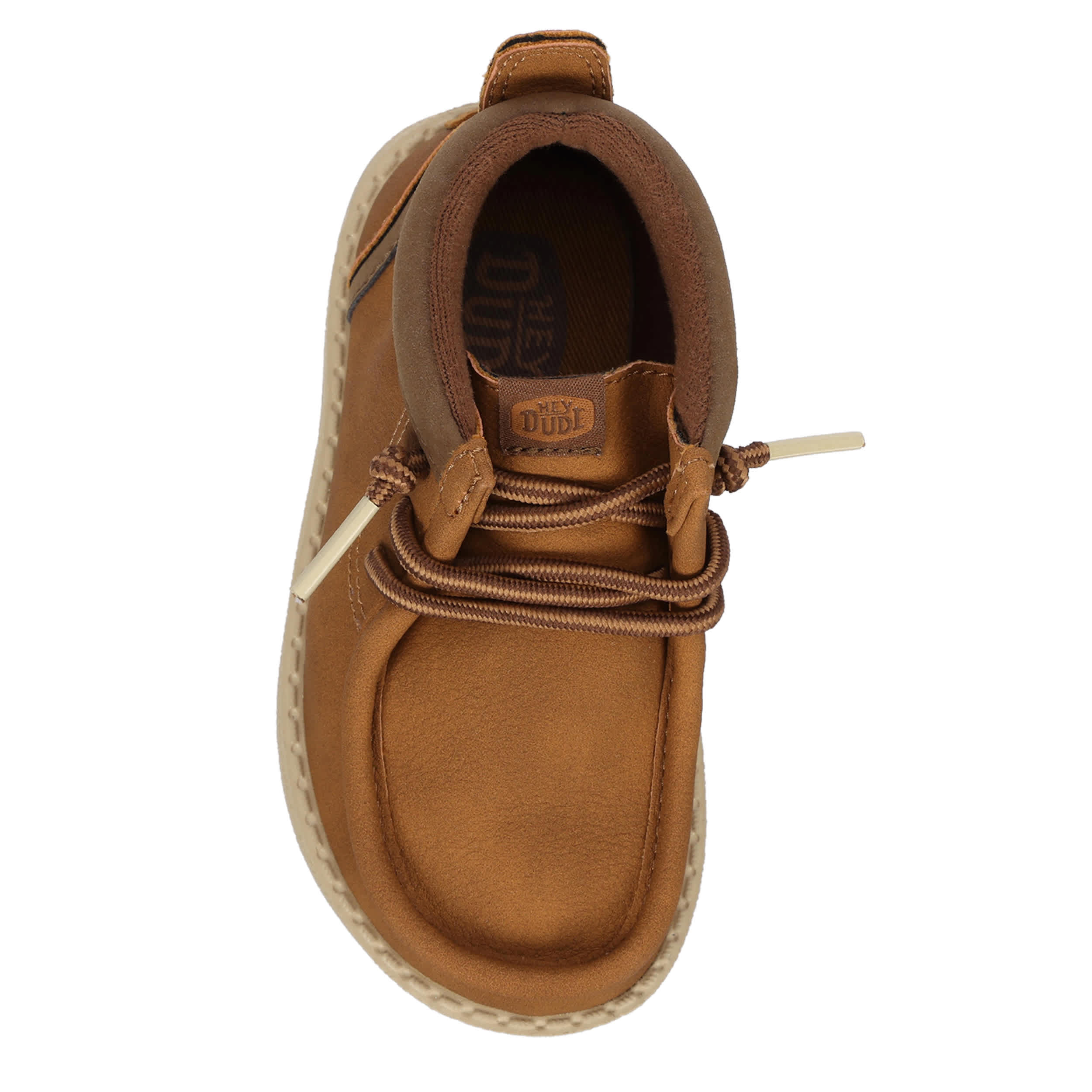 HEYDUDE-BOYS WALLY MID CLASSIC TODDLER SLIP ON SNEAKER-COGNAC & TAN