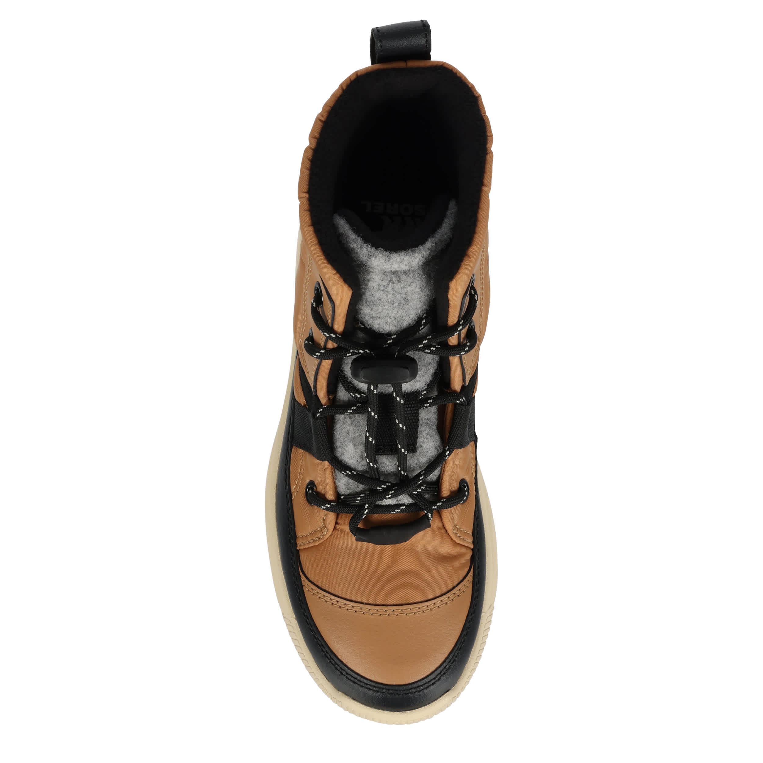 SOREL-BOYS BIG KID WHITNEY III MID WP SNOW BOOT-COGNAC & BLACK