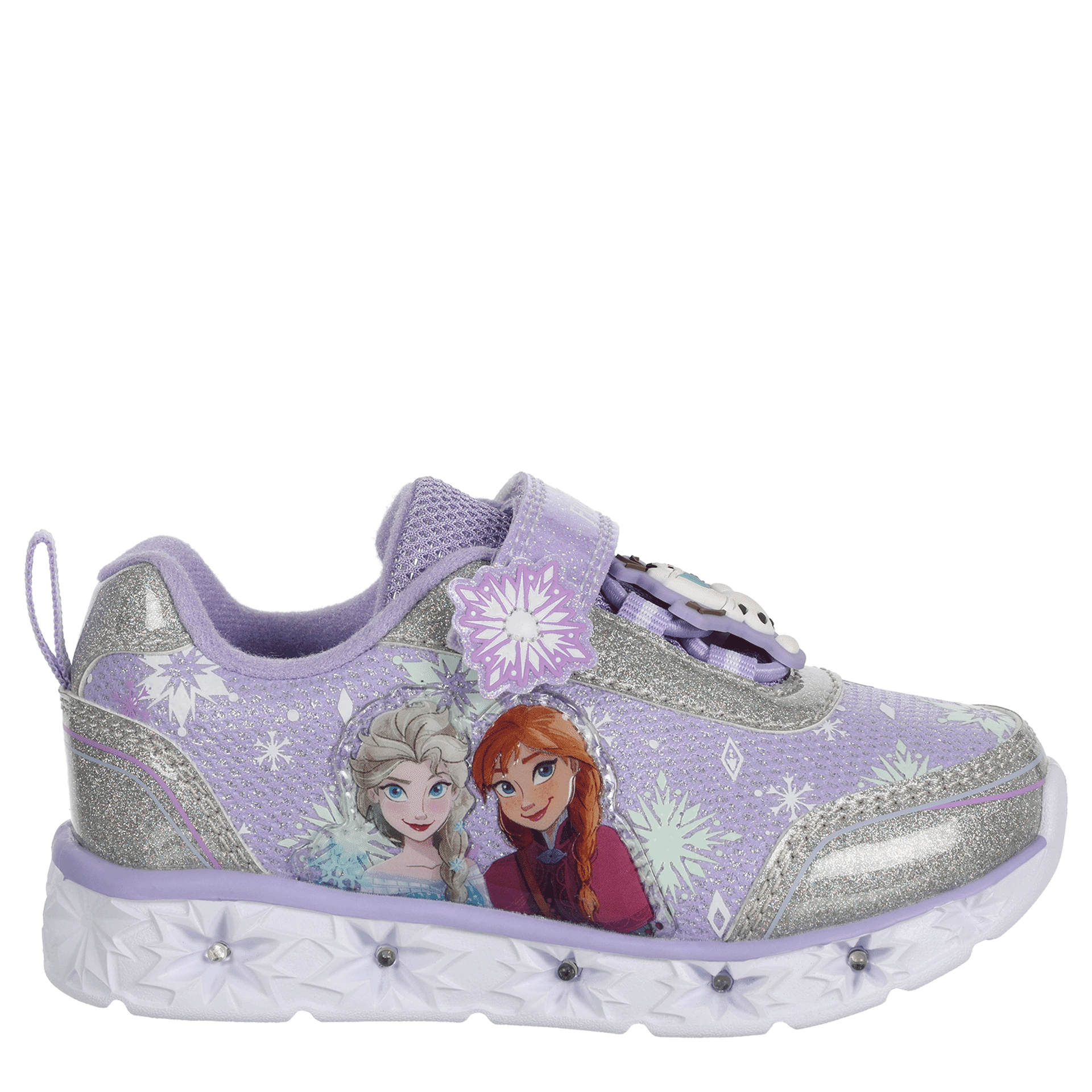 DISNEY-GIRLS TODDLER-LITTLE KID FROZEN LIGHT UP SNEAKER-PURPLE & SILVER