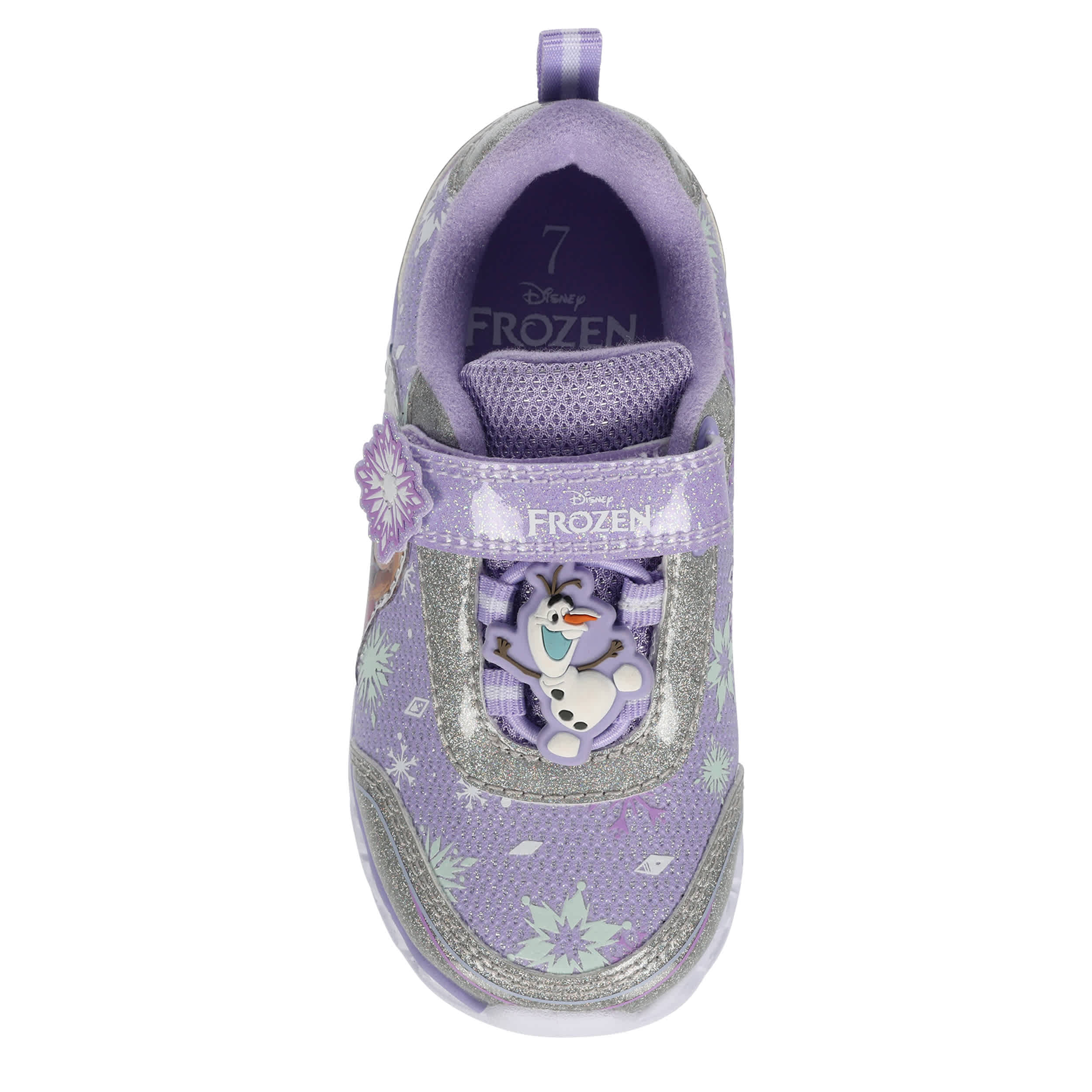 DISNEY-GIRLS TODDLER-LITTLE KID FROZEN LIGHT UP SNEAKER-PURPLE & SILVER