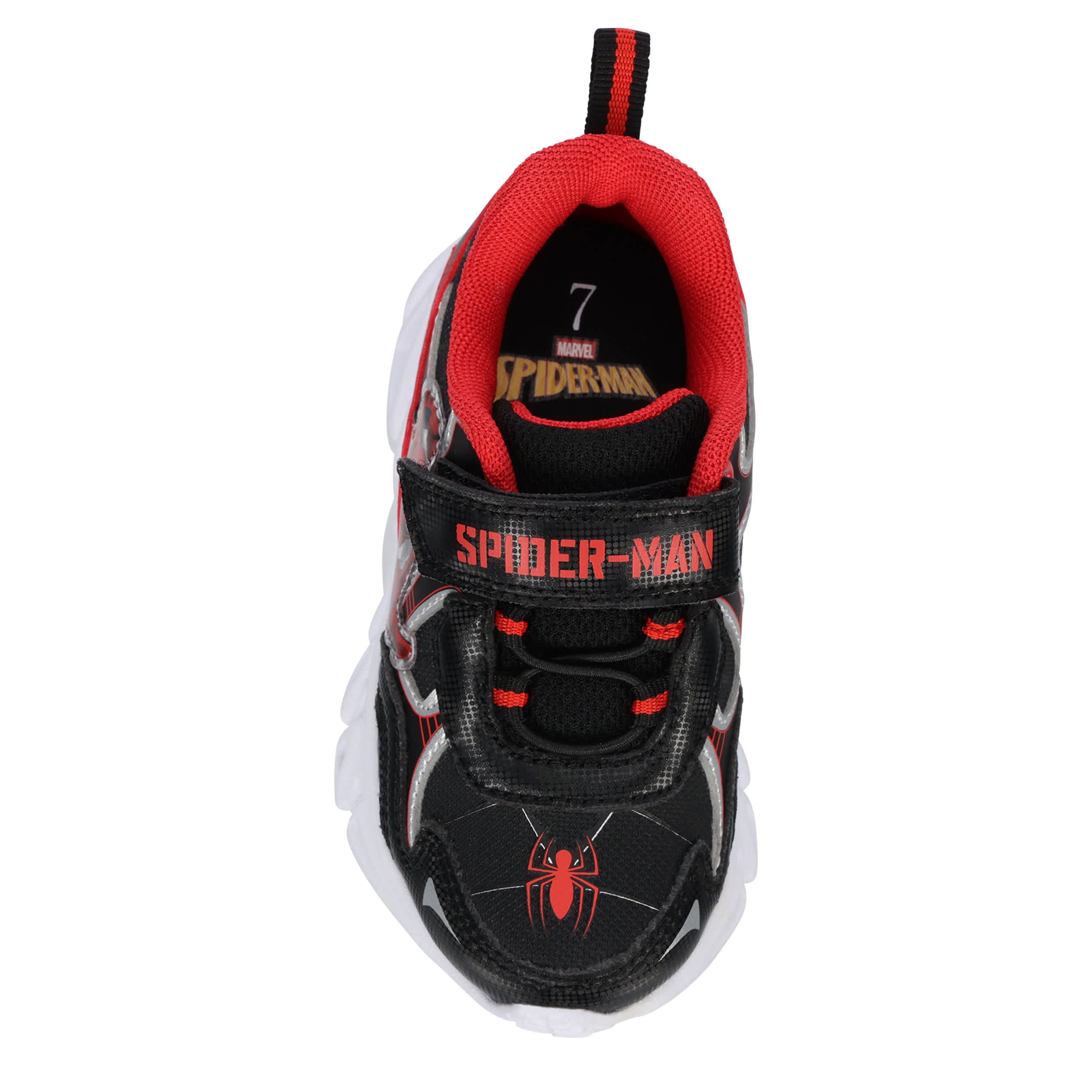 SPIDERMAN-BOYS TODDLER-LITTLE KID SPIDERMAN LIGHT UP SNEAKER-BLACK & RED