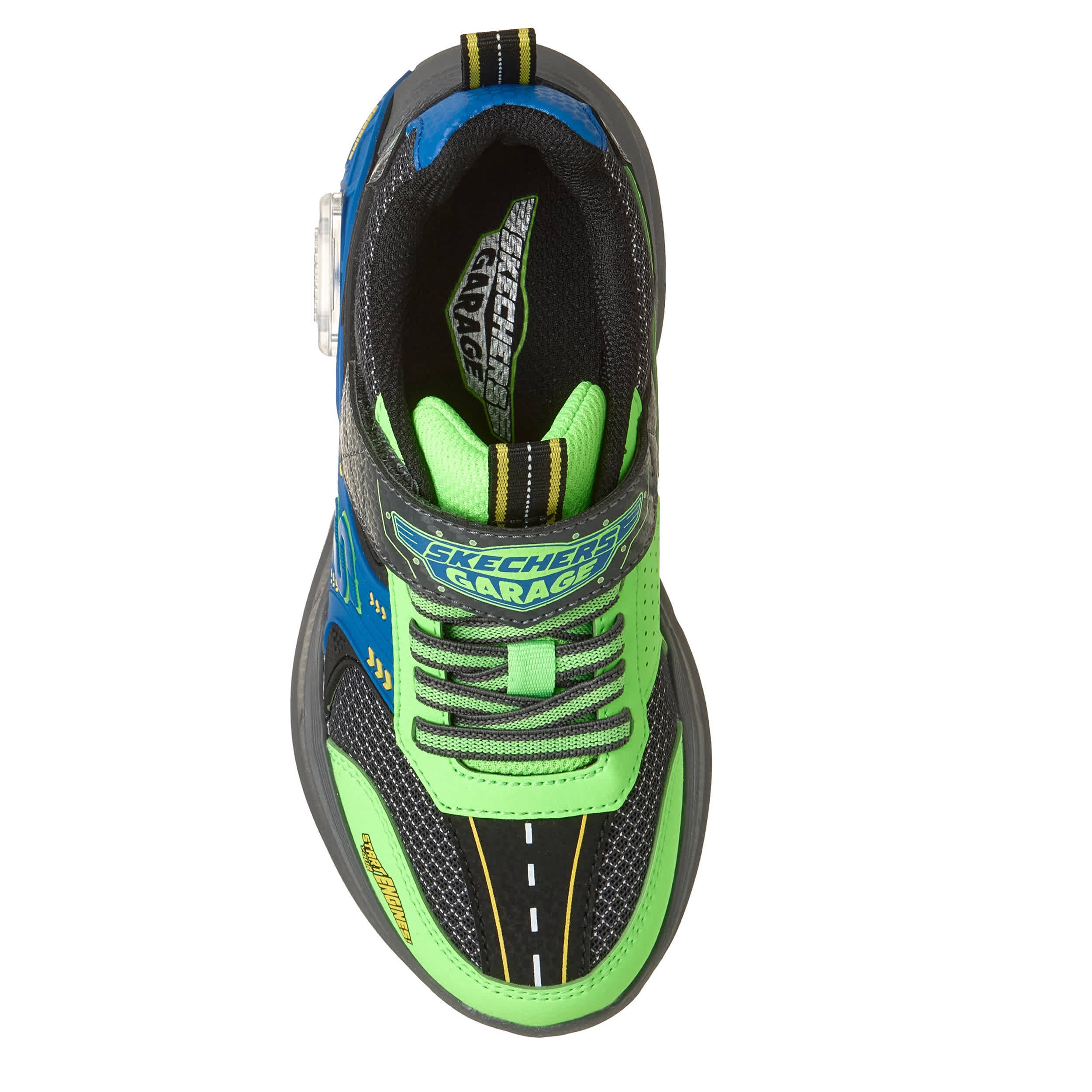 SKECHERS-BOYS LITTLE-BIG KID GARAGE SNEAKER-DARK GREY & LIME