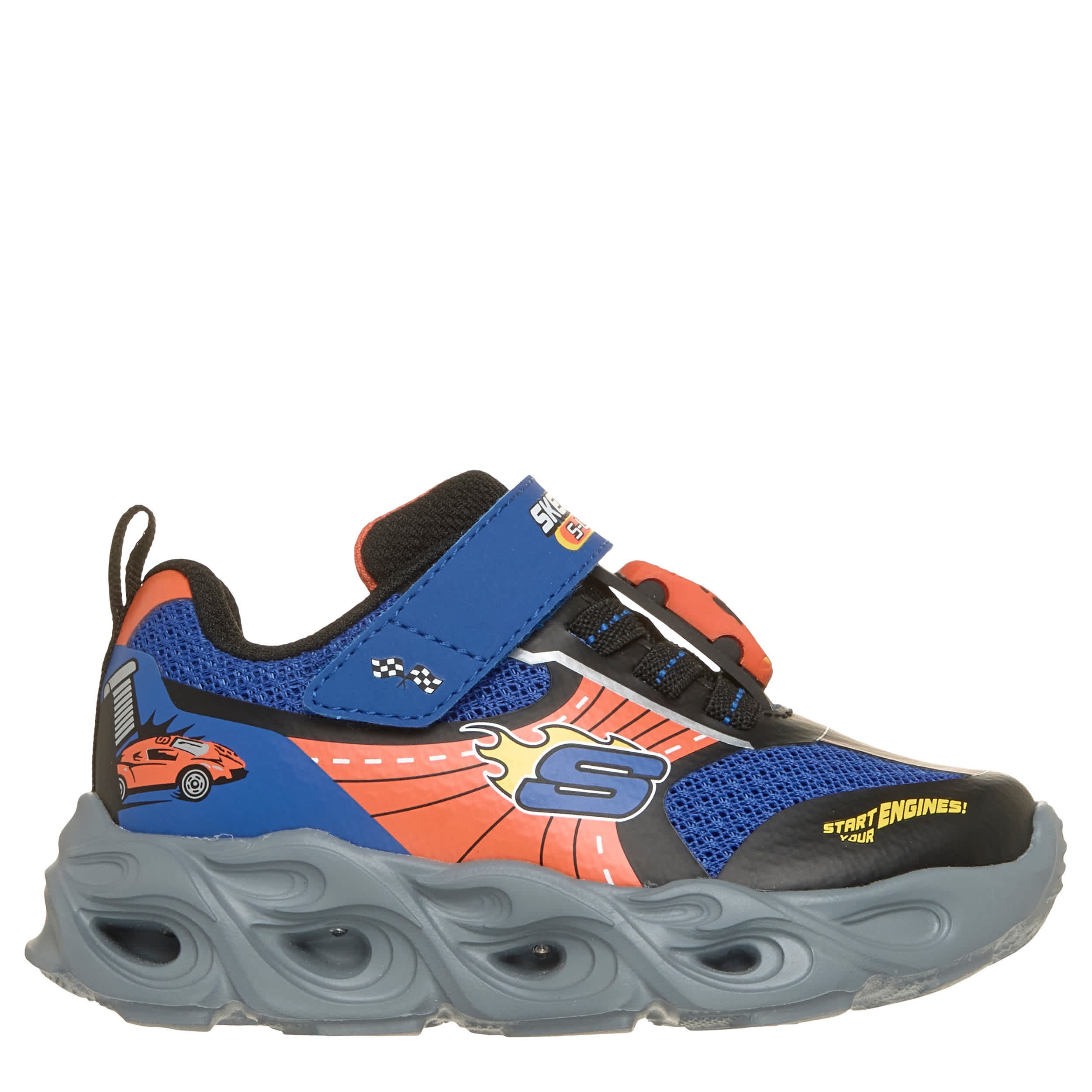 SKECHERS-BOYS TODDLER GARAGE SNEAKER-BLUE & ORANGE