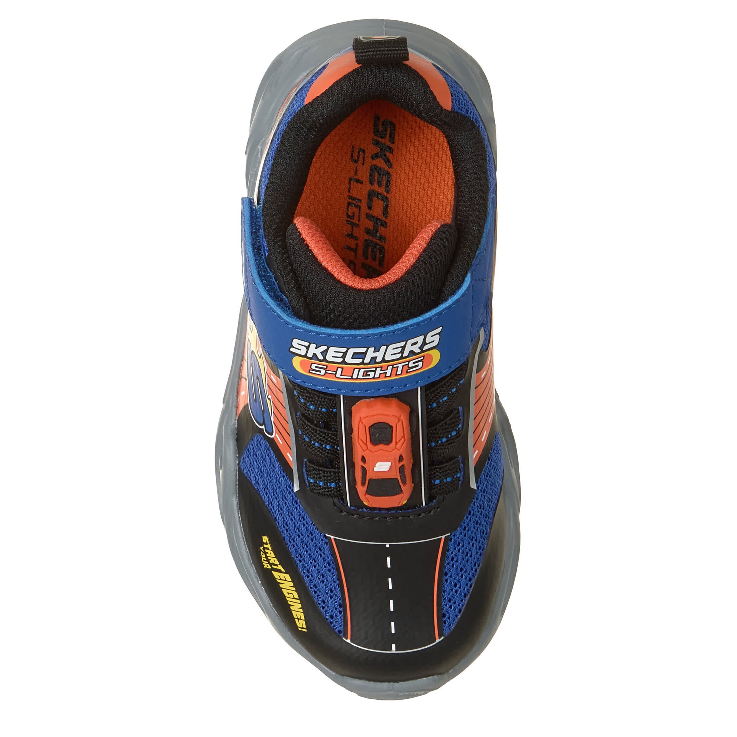 SKECHERS-BOYS TODDLER GARAGE SNEAKER-BLUE & ORANGE
