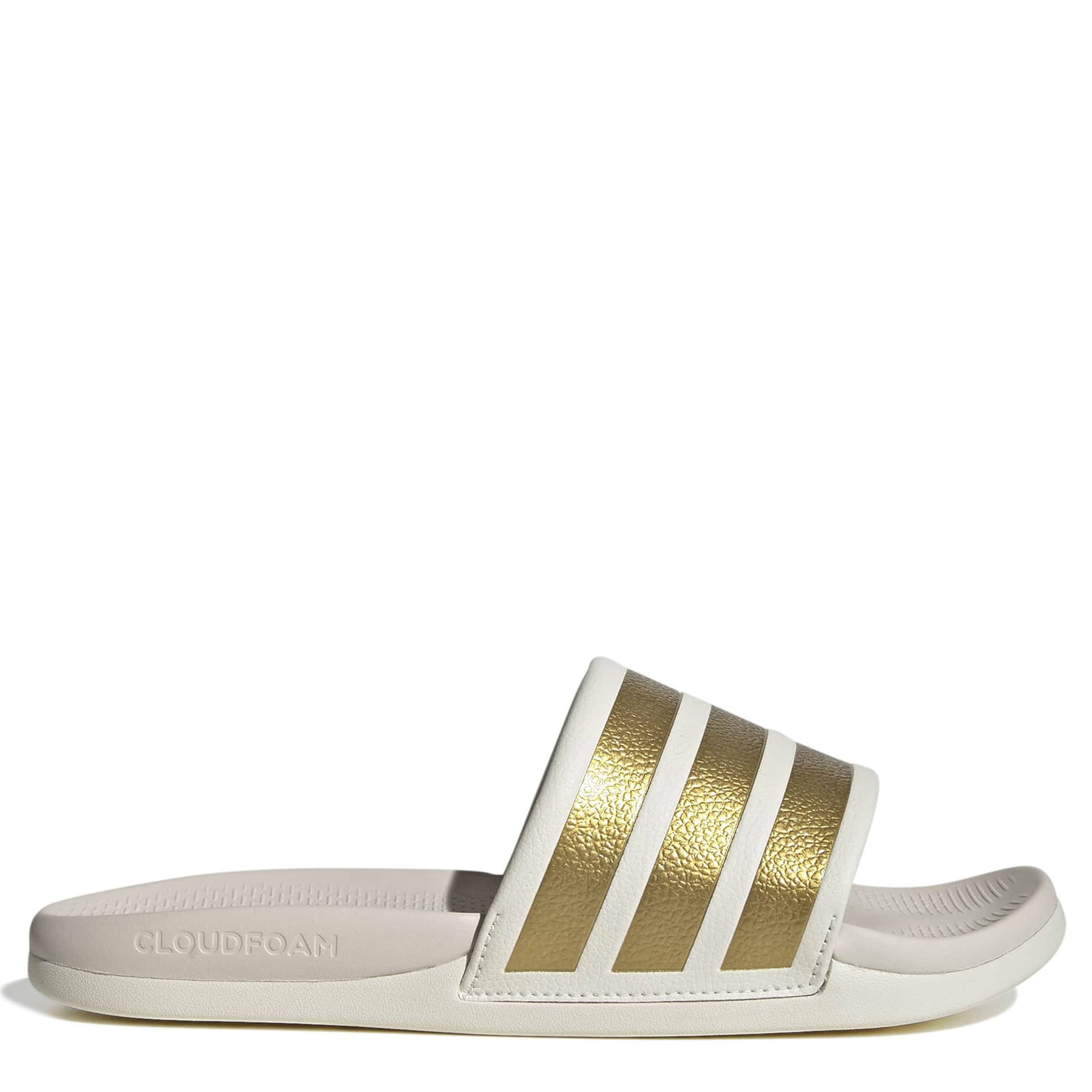 ADIDAS-GIRLS BIG LITTLE KID ADILETTE COMFORT 2.0  SLIDE-OFF WHITE & GOLD