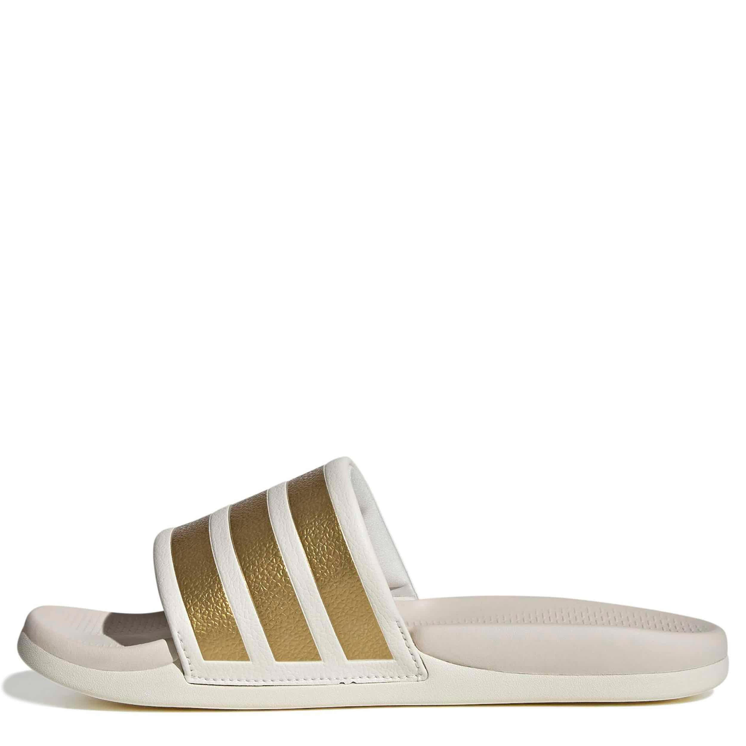 ADIDAS-GIRLS BIG LITTLE KID ADILETTE COMFORT 2.0  SLIDE-OFF WHITE & GOLD