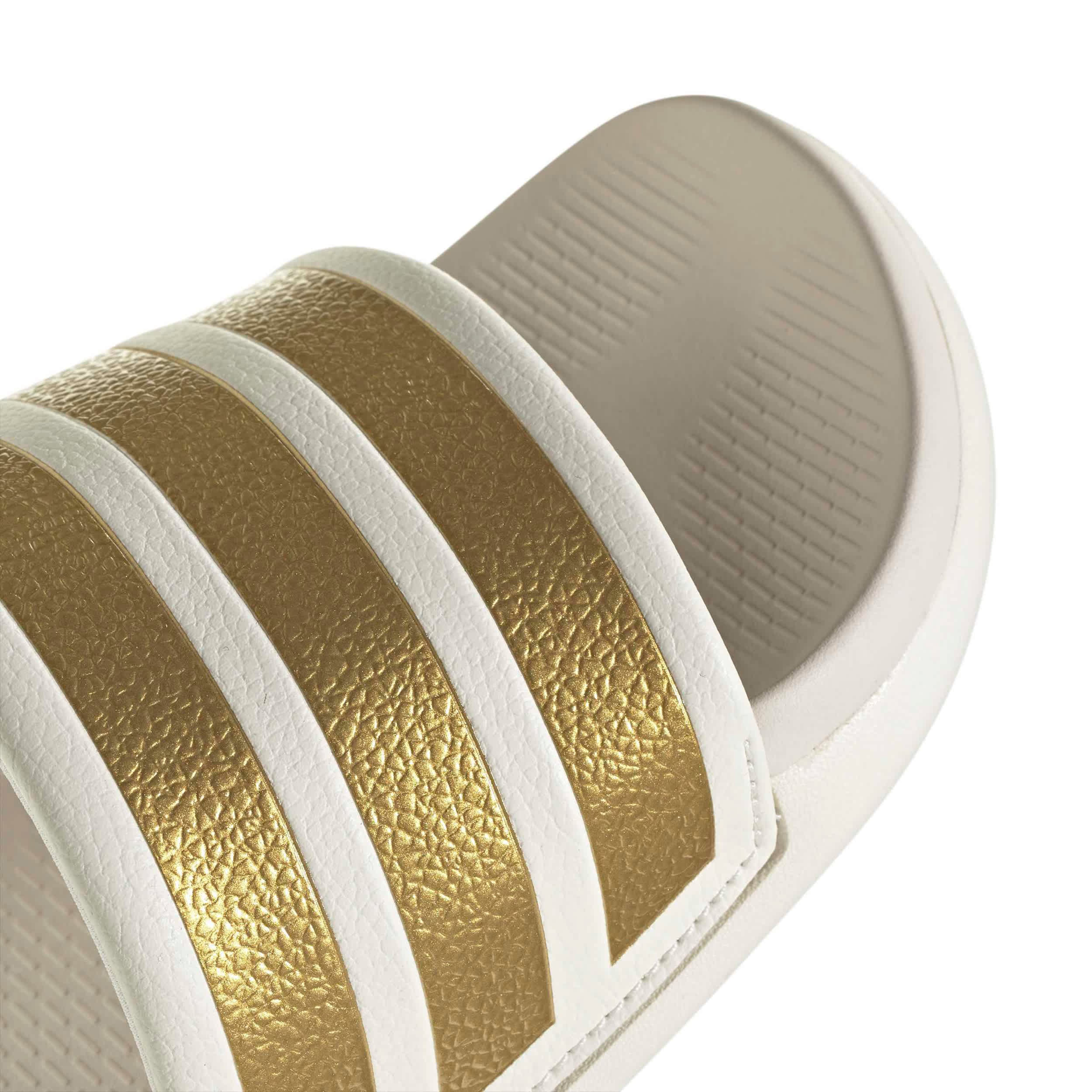 ADIDAS-GIRLS BIG LITTLE KID ADILETTE COMFORT 2.0  SLIDE-OFF WHITE & GOLD