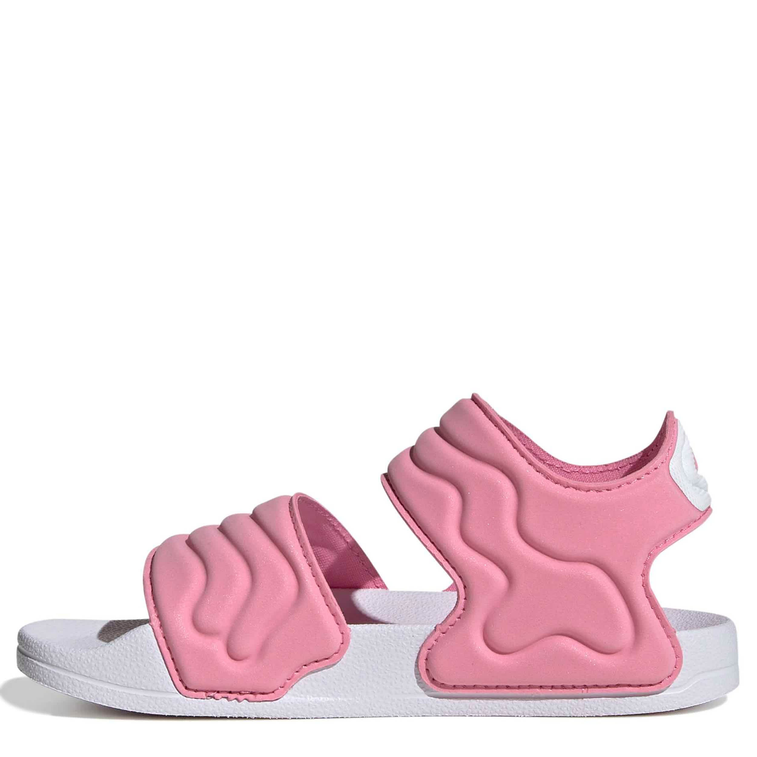 ADIDAS-GIRLS BIG LITTLE KID ADILETTE 2 SANDAL-PINK & WHITE