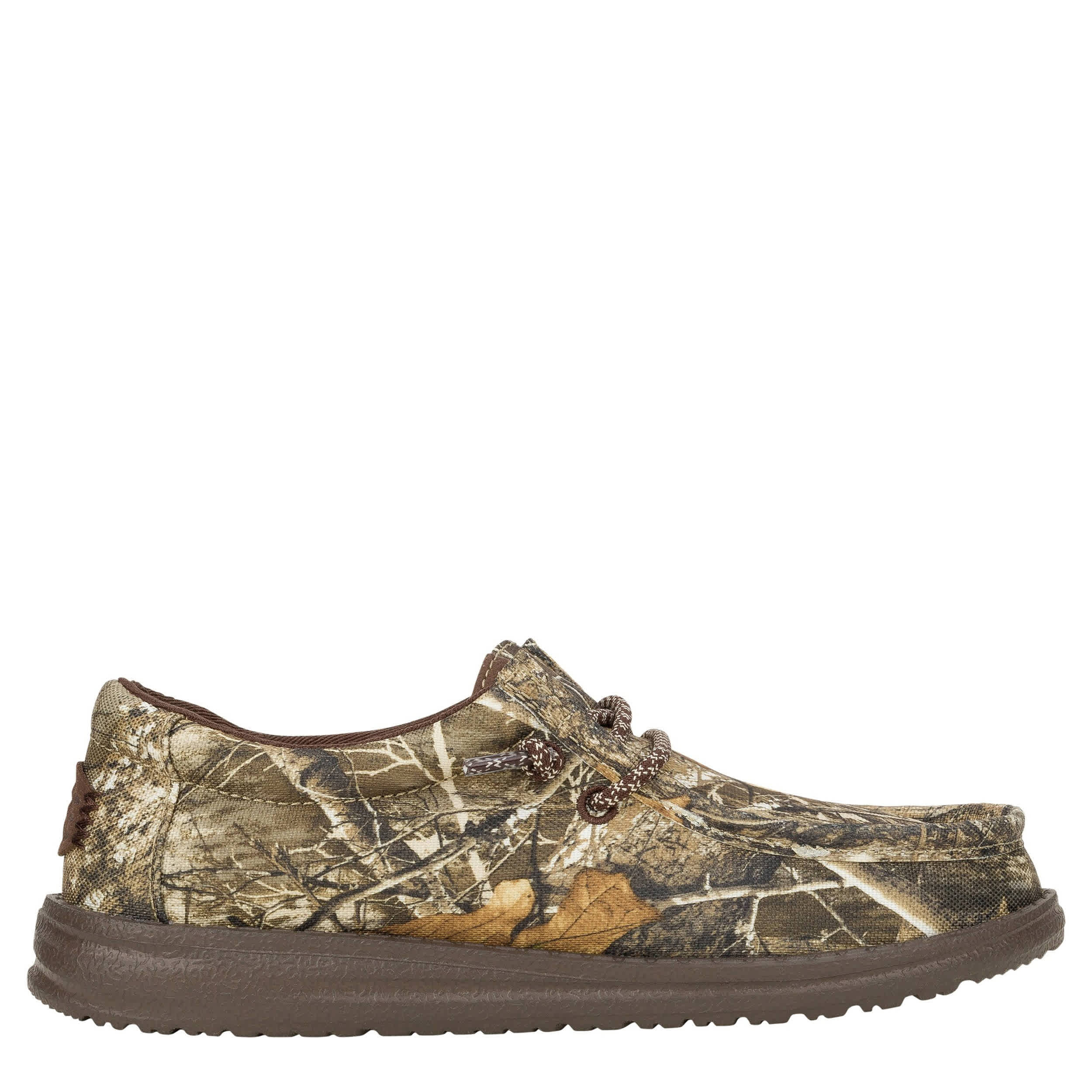 HEYDUDE-BOYS WALLY YOUTH REAL TREE SLIP ON SNEAKER-GREEN & BROWN