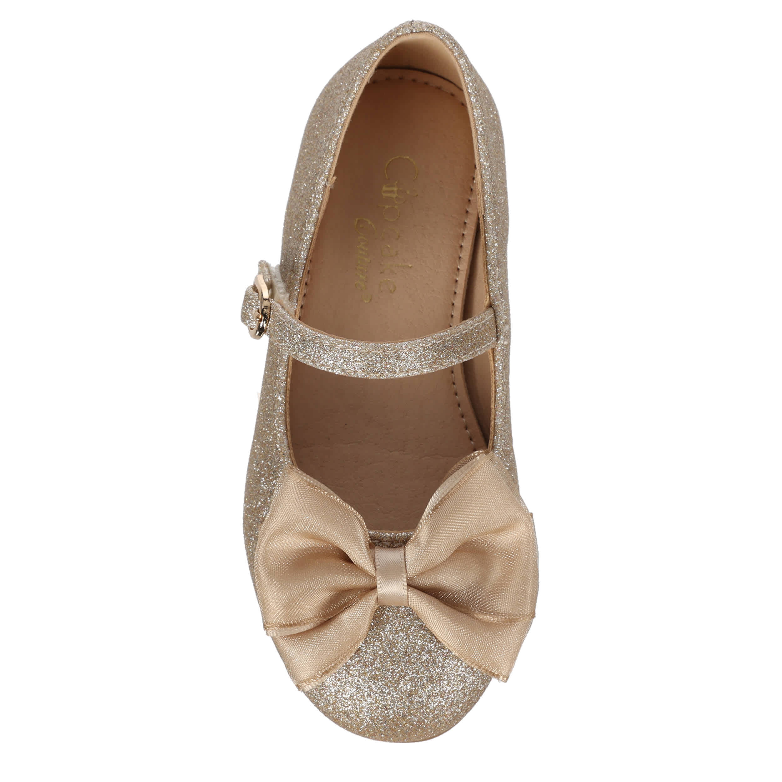 CUPCAKE COUTURE-GIRLS TODDLER- LITTLE KID TRULY BOWTIFUL FLAT-CHAMPAGNE & 