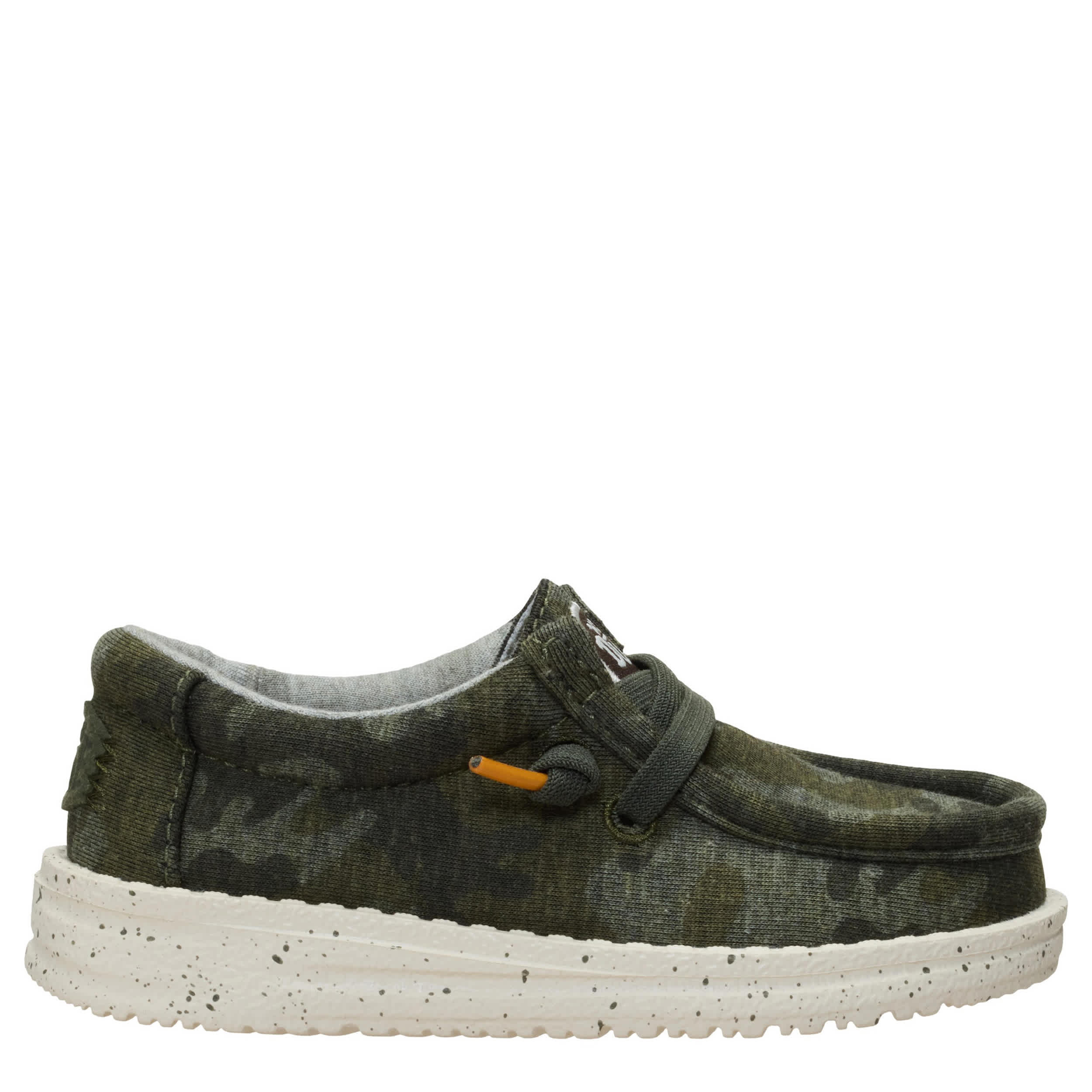 HEYDUDE-BOYS WALLY TODDLER SLIP ON SNEAKER-GREEN & BROWN